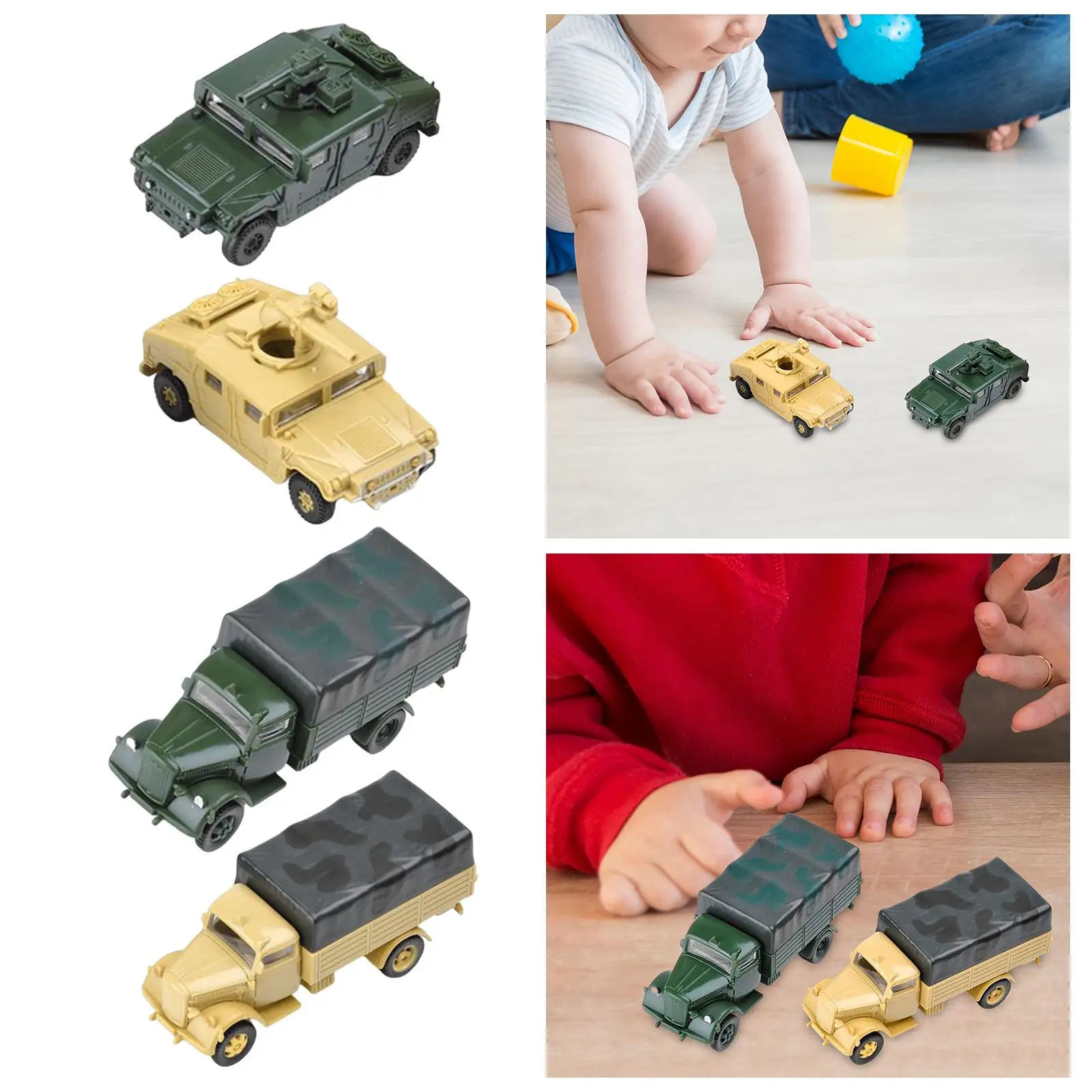 2x 1/72 Vehicle Model Kits Miniature Puzzle DIY Assemble for Display Educational Toy