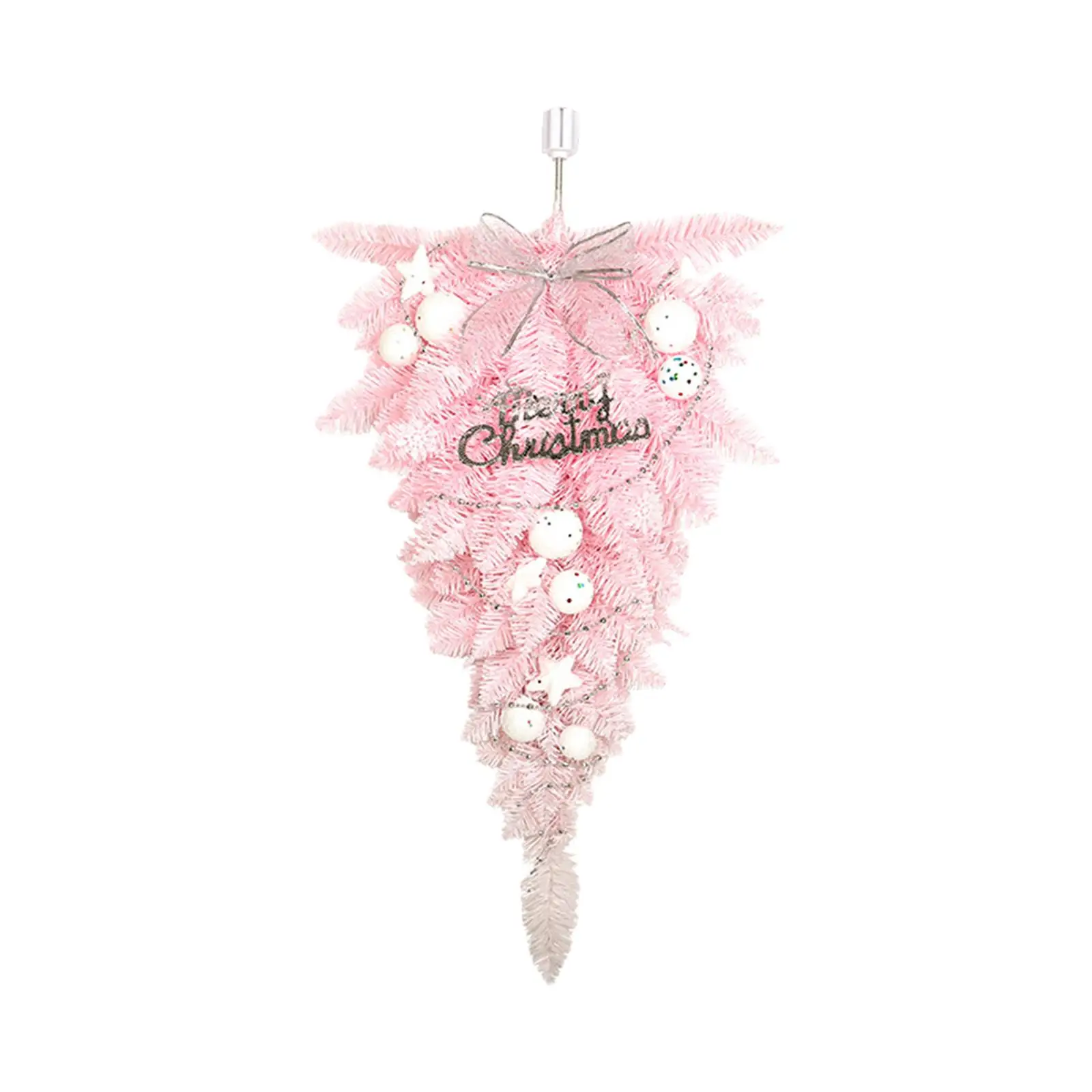 57cm Pink Christmas Upside Down Tree Decoration Christmas Ornament Hanging Wreath for Xmas Party Supplies Versatile Durable