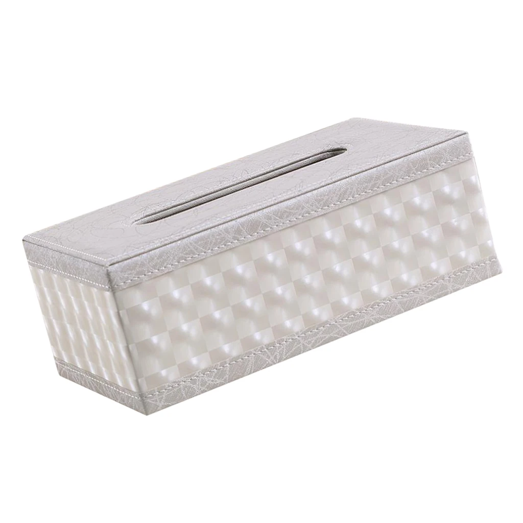 Napkin Holder Tissue Box  Storage Container White Grid Dispenser