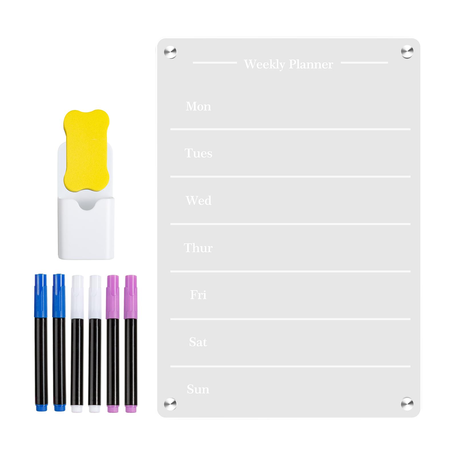 Dry Erase Board Clear Acrylic Magnetic Whiteboard with Markers for Refrigerator Home Tasks Important Dates Conference Room