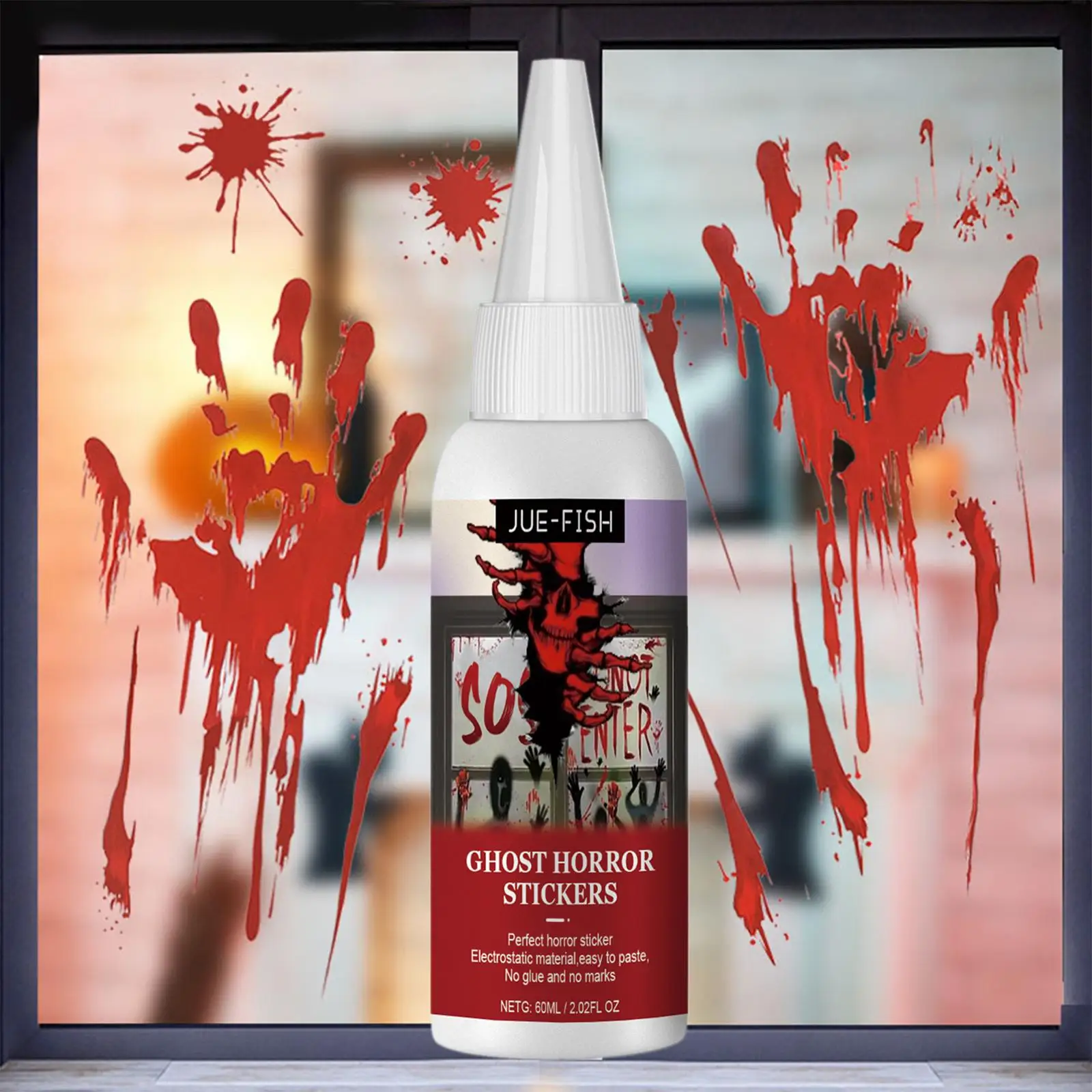 Bloody Handprint Sticker Door Decal Paint Coating Halloween DIY Liquid Sticker for Decoration Festival Party Bar Haunted House