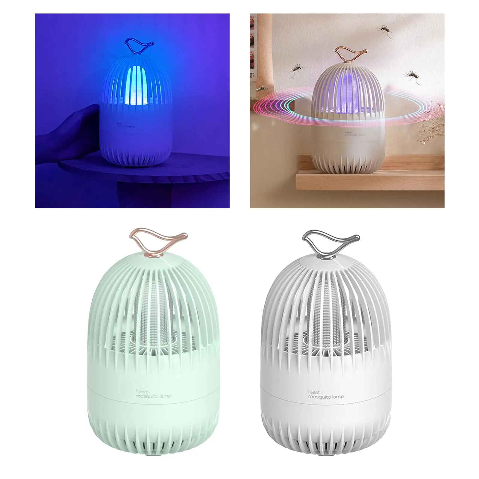 Portable Insect Trap Zapper USB Attractant Rotary Plastic Killer Lamp Detachable Fly Trap for Outdoor Indoor Patio Garden Lawn