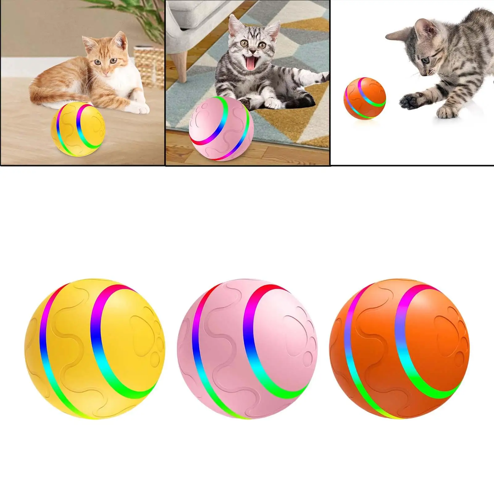 Interactive Dog Toy Ball Automatic Rolling Ball with LED Lights for Indoor Cats Dogs Playing Waterproof Electric Cat Toys