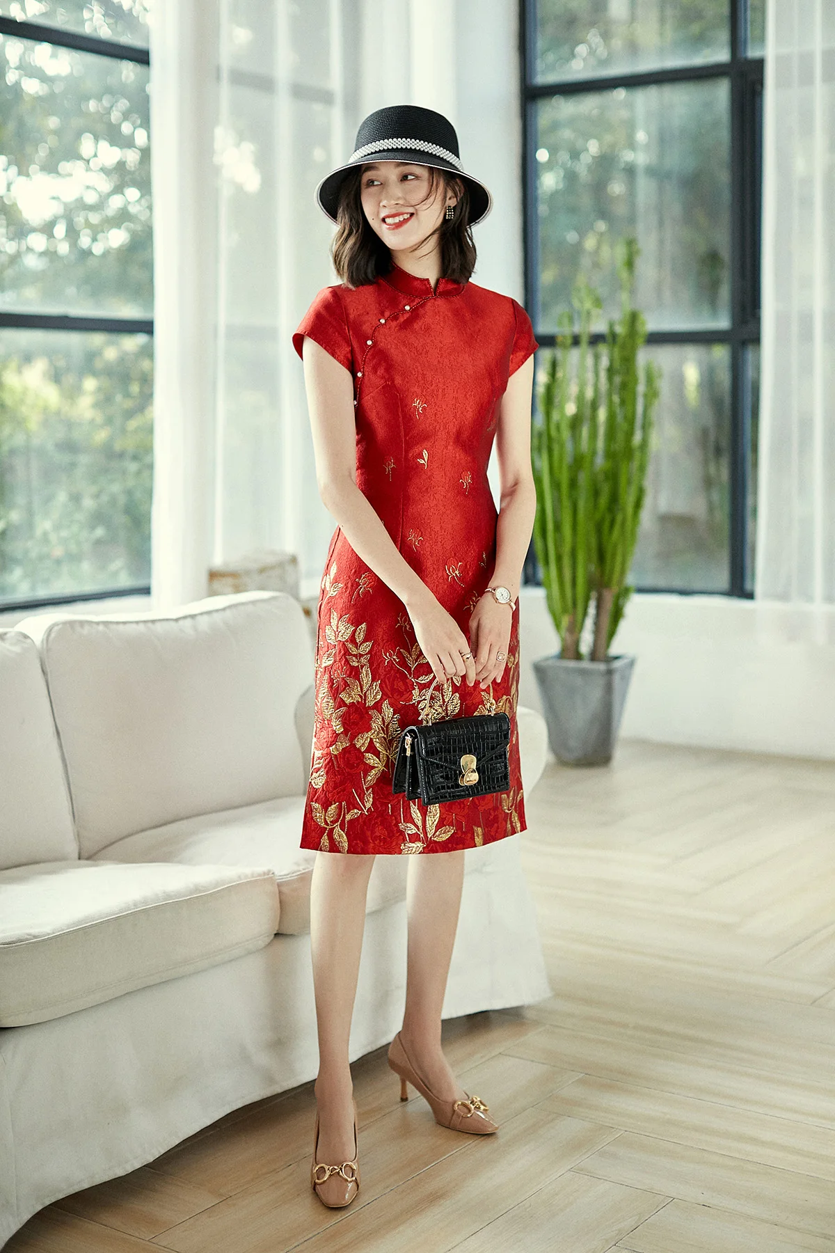 Louren Flower Jacquard Pencil Dress redcap.uha.org.ug