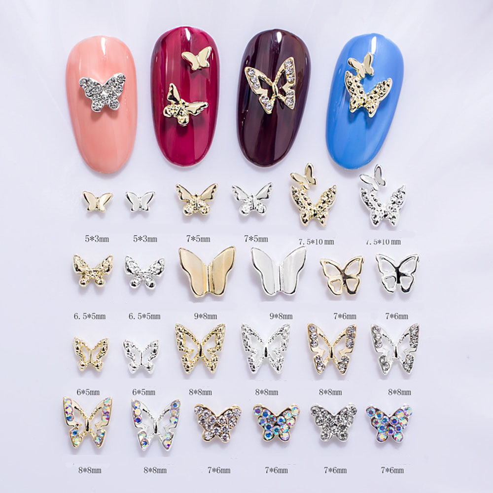 Best of 10Pcs Mini Hollow Butterfly Nail Art Charms 3D Metal Silver / Gold Diamond Butterfly Nail Art Decoration DIY Nail Accessories Reviews & Tips