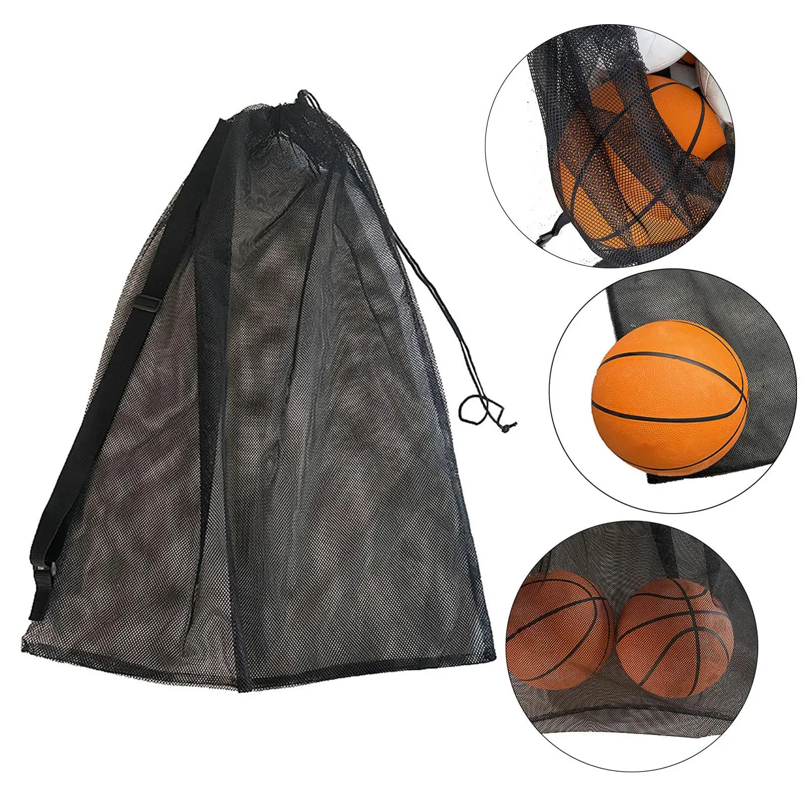 Mesh Sports Ball Bag Drawstring Bag Large Mesh Net Bag for Beach Water Sports Sports Balls Swimming Gears Sport Equipment
