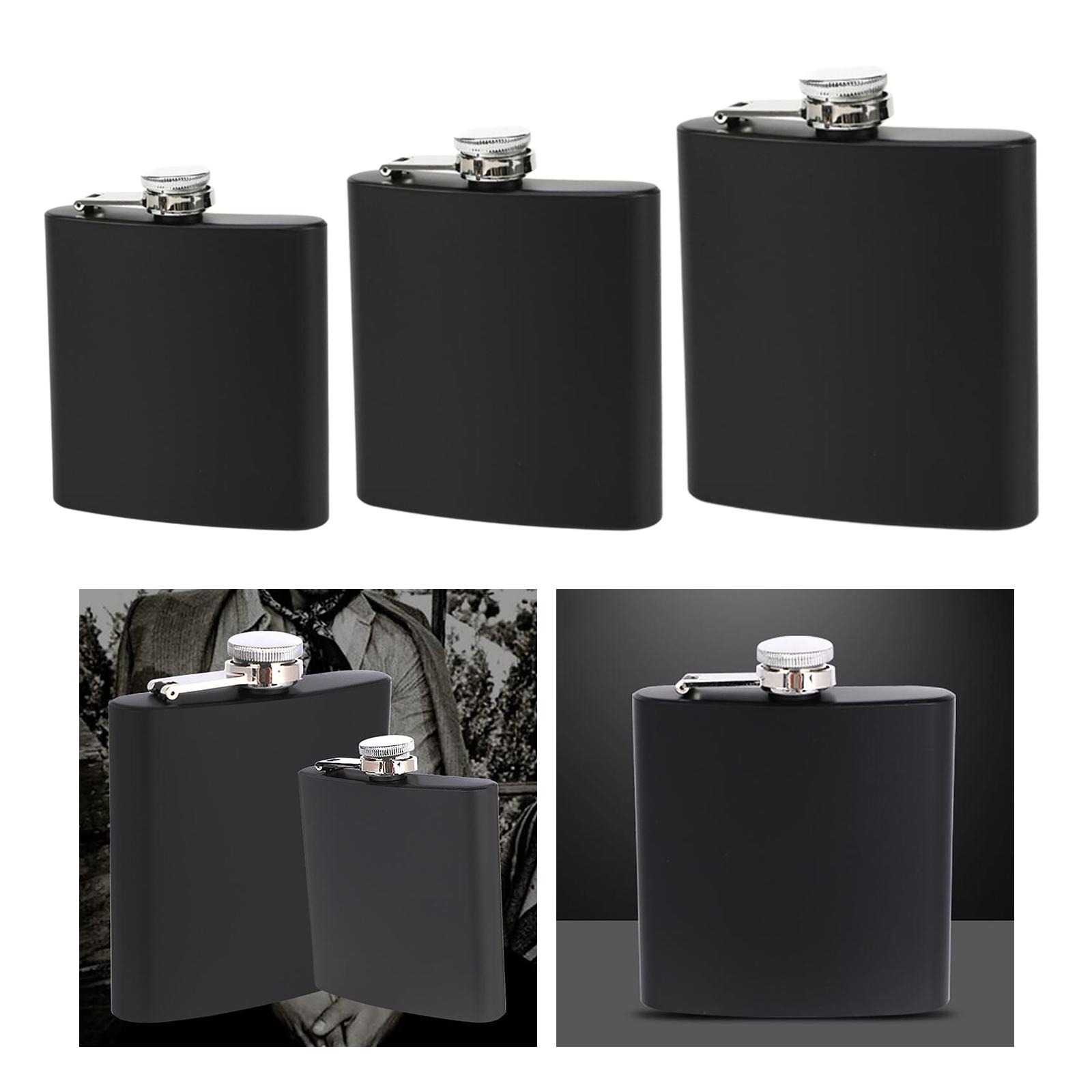 Matte Hip Flask Powder Coated Black Leakproof Sealed U Typed Portable Wine Bottle for Hiking Spirits Alcohol Clear Water Sparkle