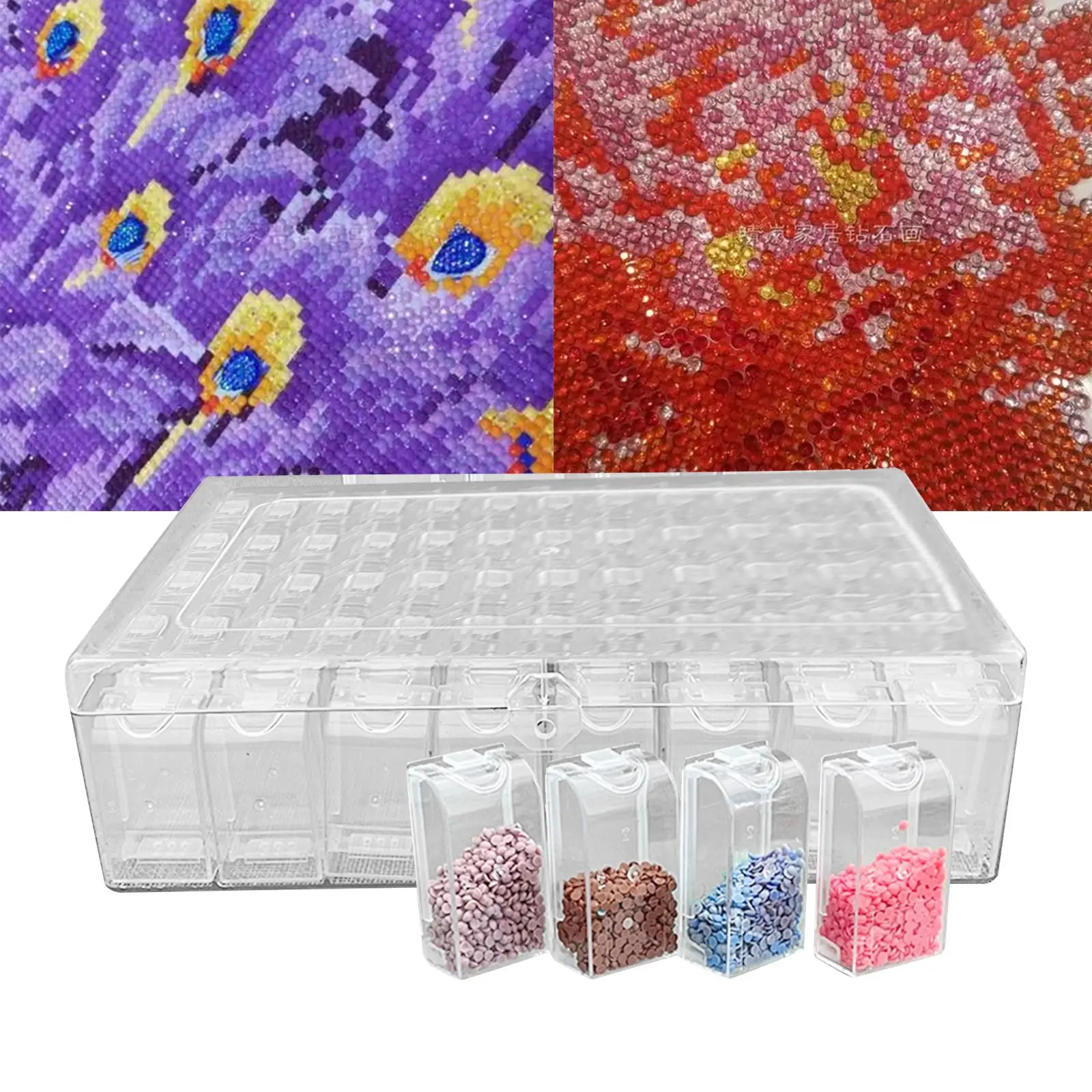 Organizer Box with Diamond Painting Tray Plastic Compartments Case Crafts Bead Storage Containers Set for Sewing DIY Crafts Bead