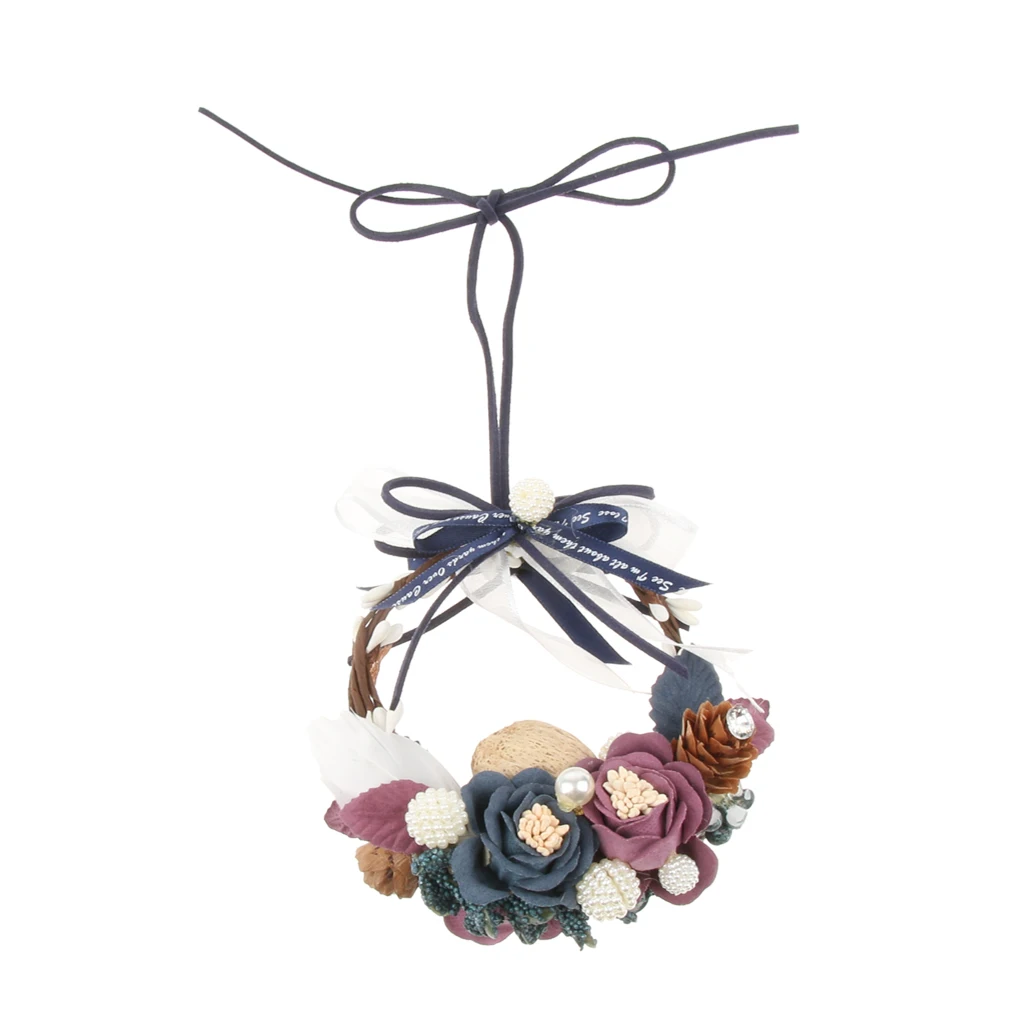 Car Rearview Mirror Hanging Ornament Preserved Flower Incense Pendant Blue