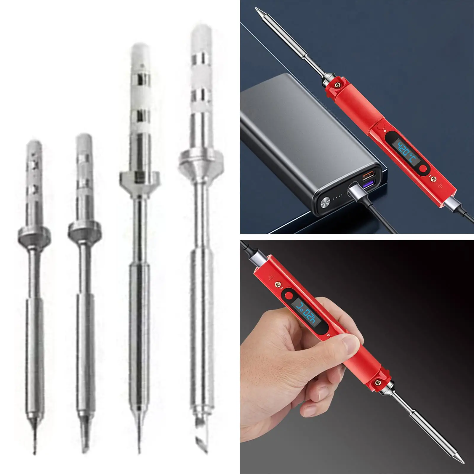 Soldering Iron Kit, 65W Portable Adjustable Temperature Welding Tool Pen, Easy Apply USB Powered Mini Soldering Iron Set