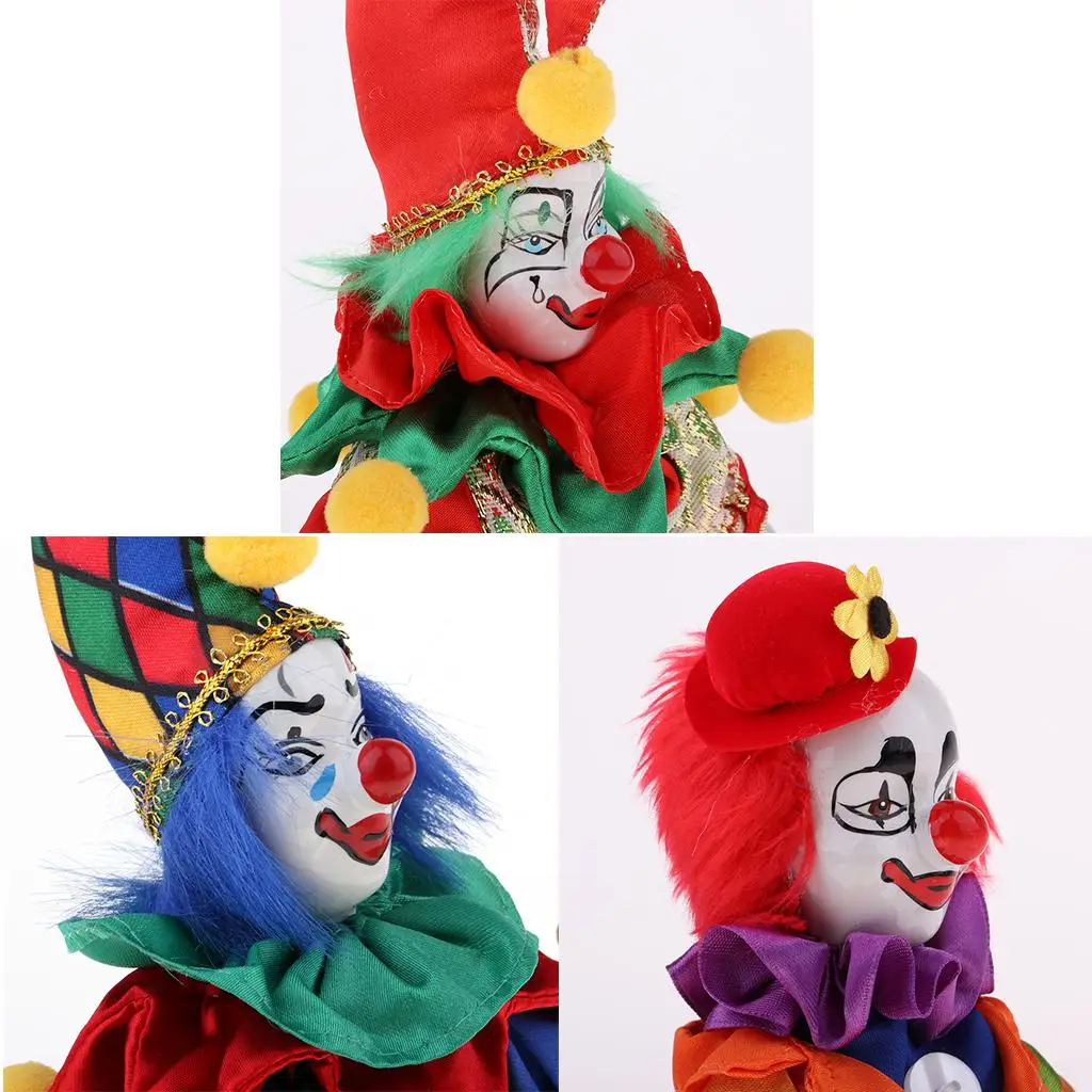 3 Pieces 6inch Vintage Ceramic Clown Standing Doll Figure Jester Adults Collectible