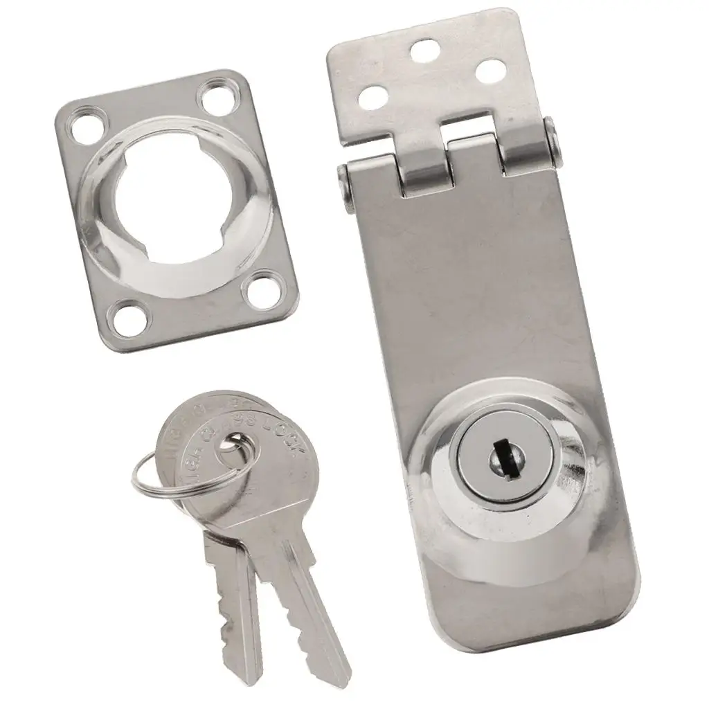 304 Stainless Steel Marine Grade Key Locking Hasp 1-1/8 x 3 Inch Boat Marine