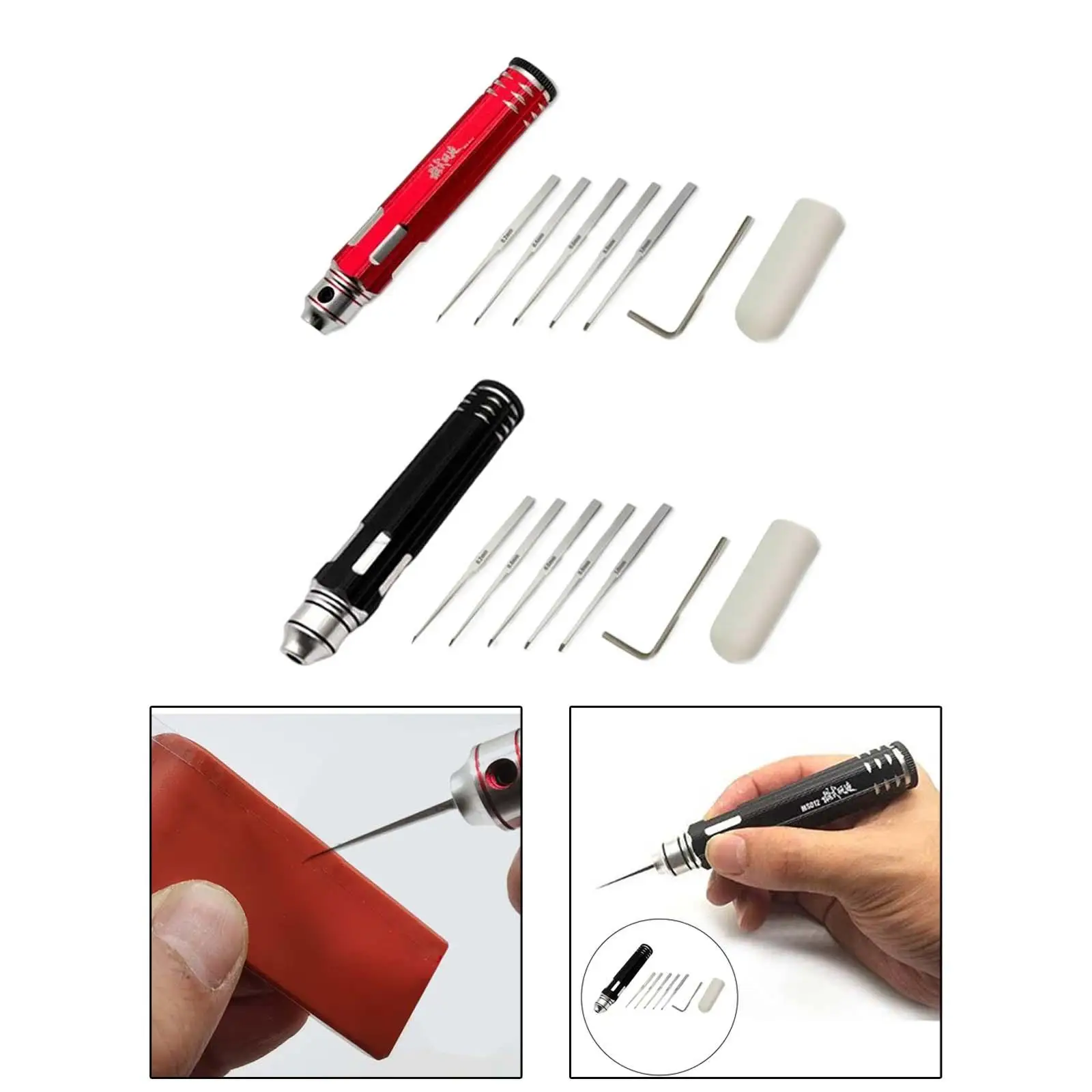 Model Scriber Nicking Tool Kit Model Cutting Tools Scribe Line Tool with 0.2/0.4/0.6/0.8/1mm Blade for Hobby Building Repairing