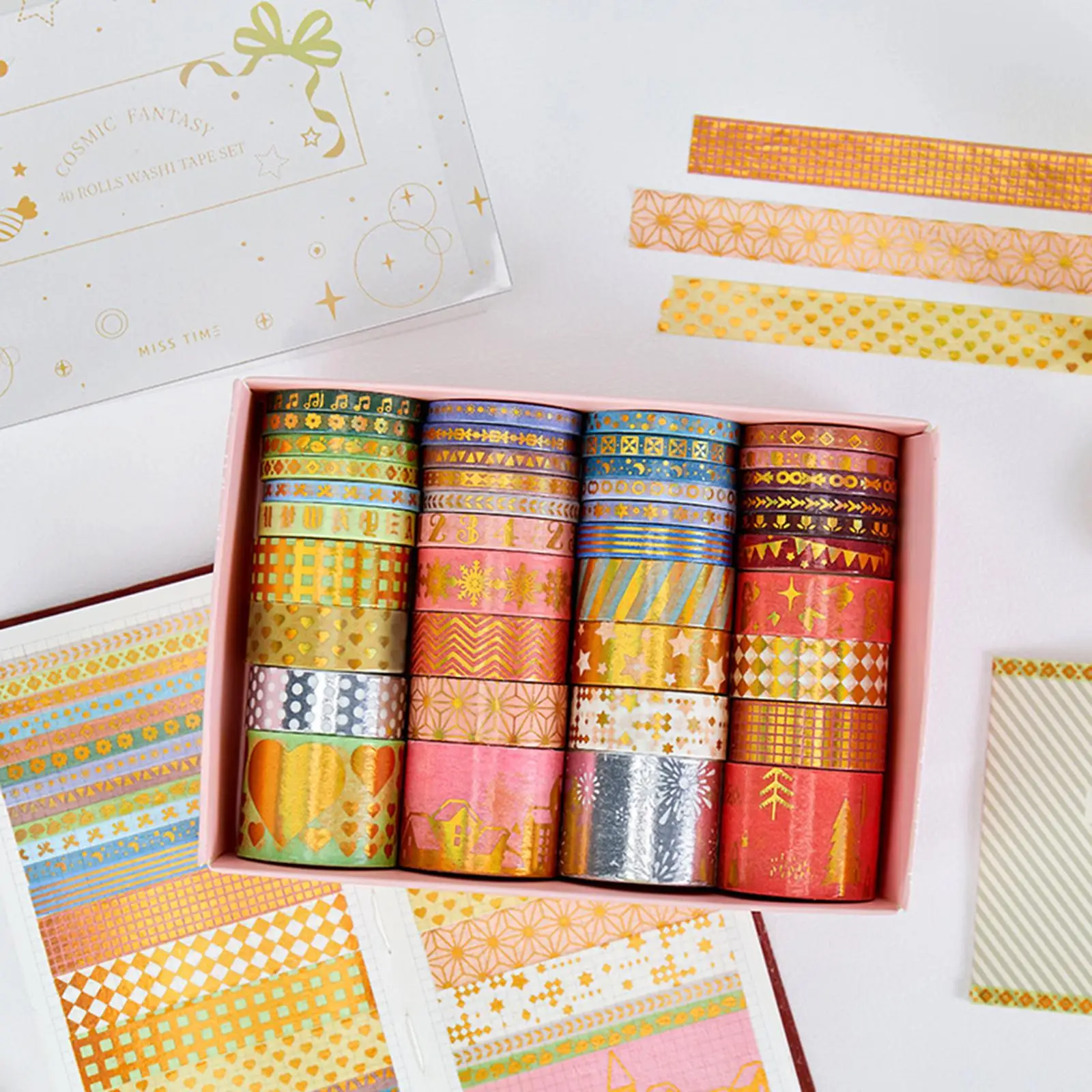 40 Rolls Gold  Washi Tape - Japanese Masking Tape for Scrapbook, Journal, Planner, arts and  crafts