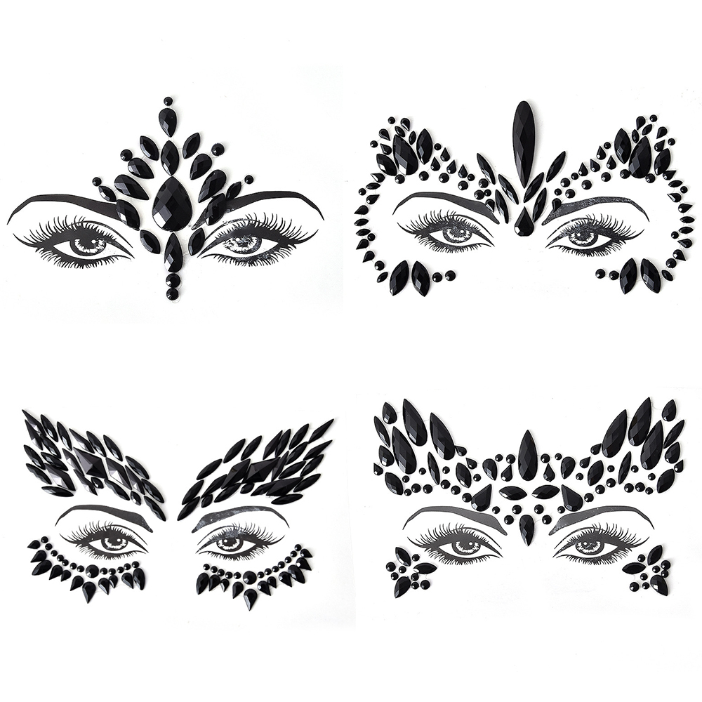 Best of Halloween 3D Black Crystal Stickers Carnival Decorations Fashion Shiny Colored Acrylic Face Stickers Temporary Tattoo Stickers Reviews & Tips