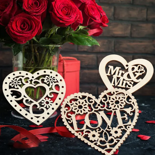 Valentines Day Heart Decorations  Valentine Decoration Crafts - 10pcs Wood  Heart - Aliexpress