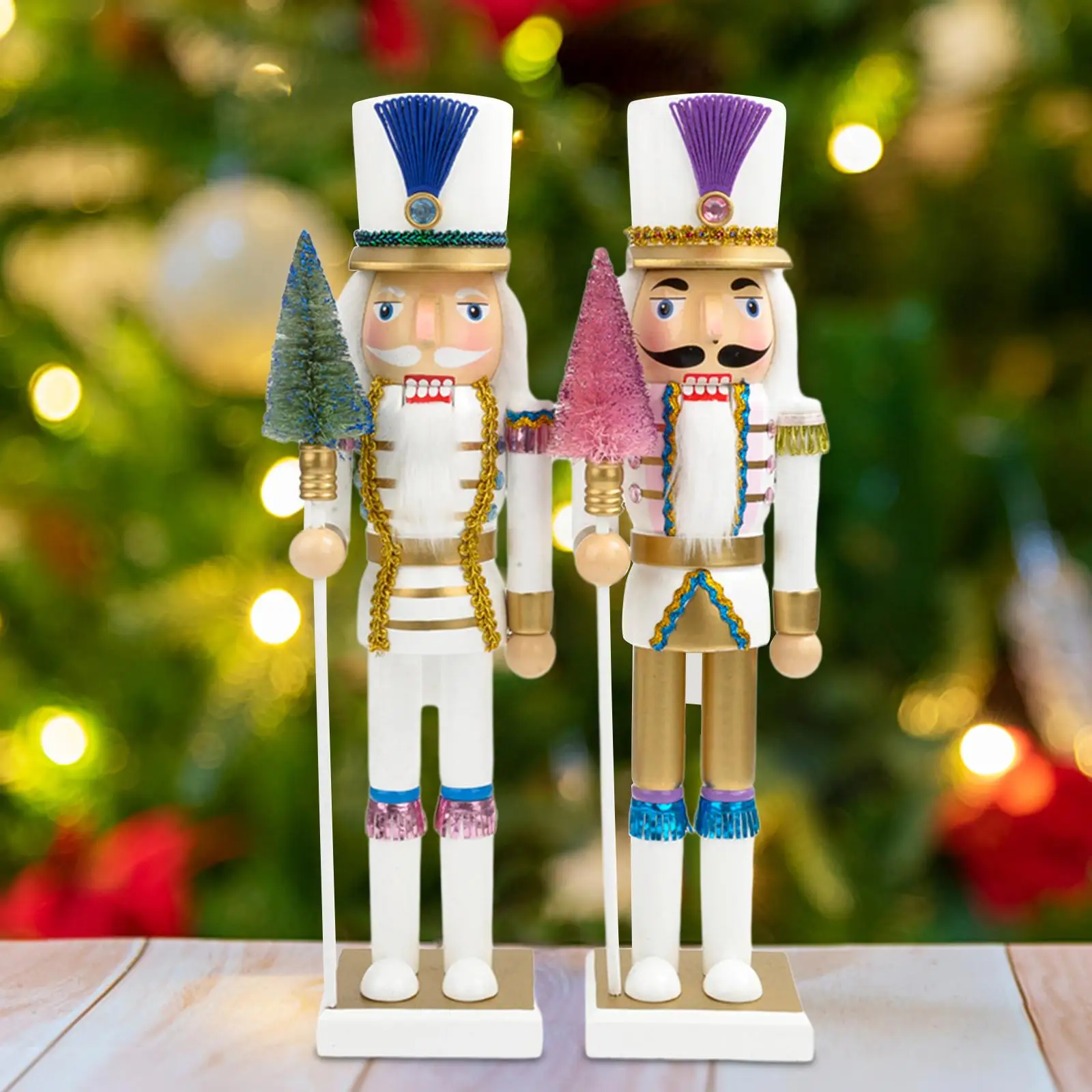 2 Pieces Christmas Nutcracker Ornament Party Favors Decor Hand Painted Doll