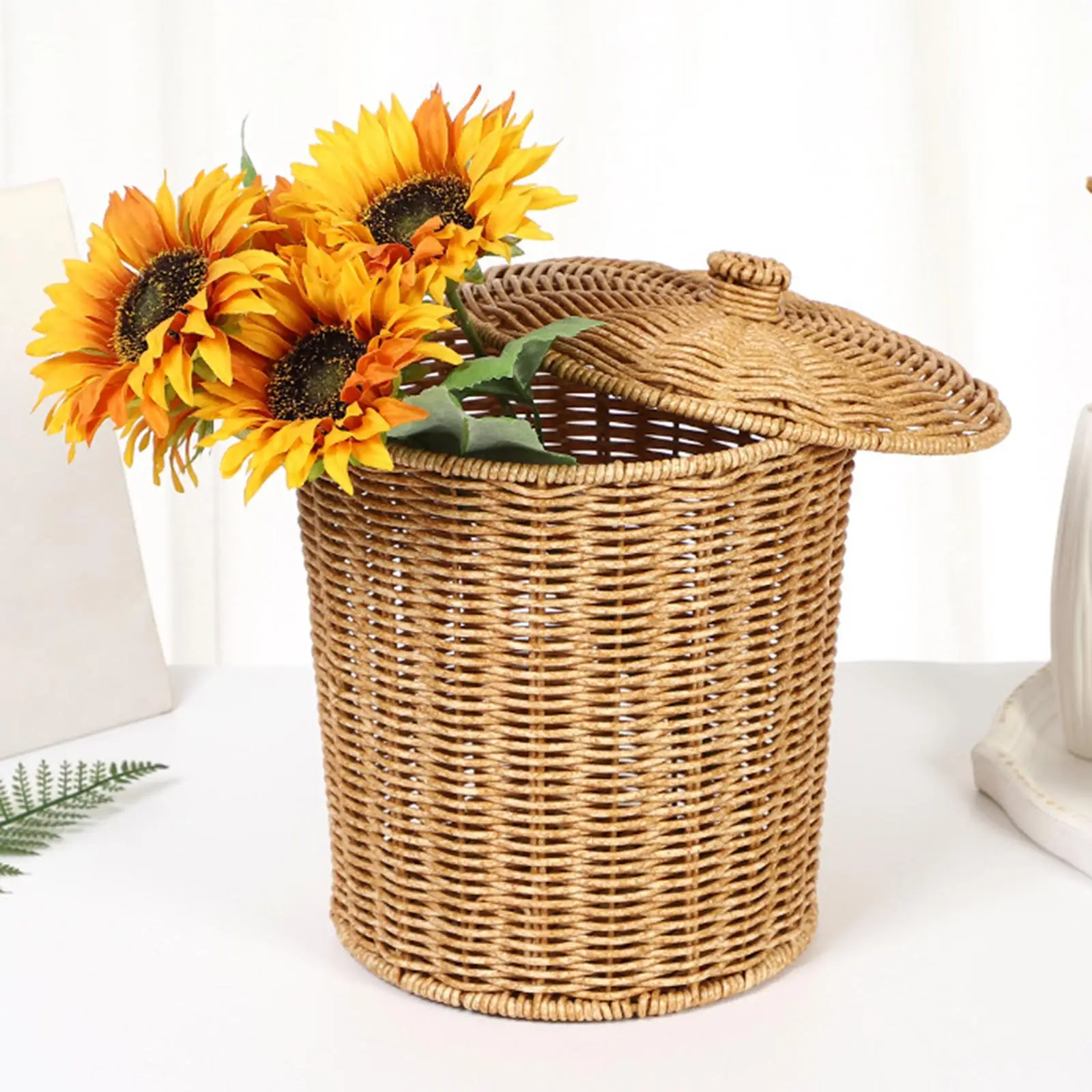 Imitation Rattan Basket Toys Bin Woven Basket for Nursery Dorm Clothes