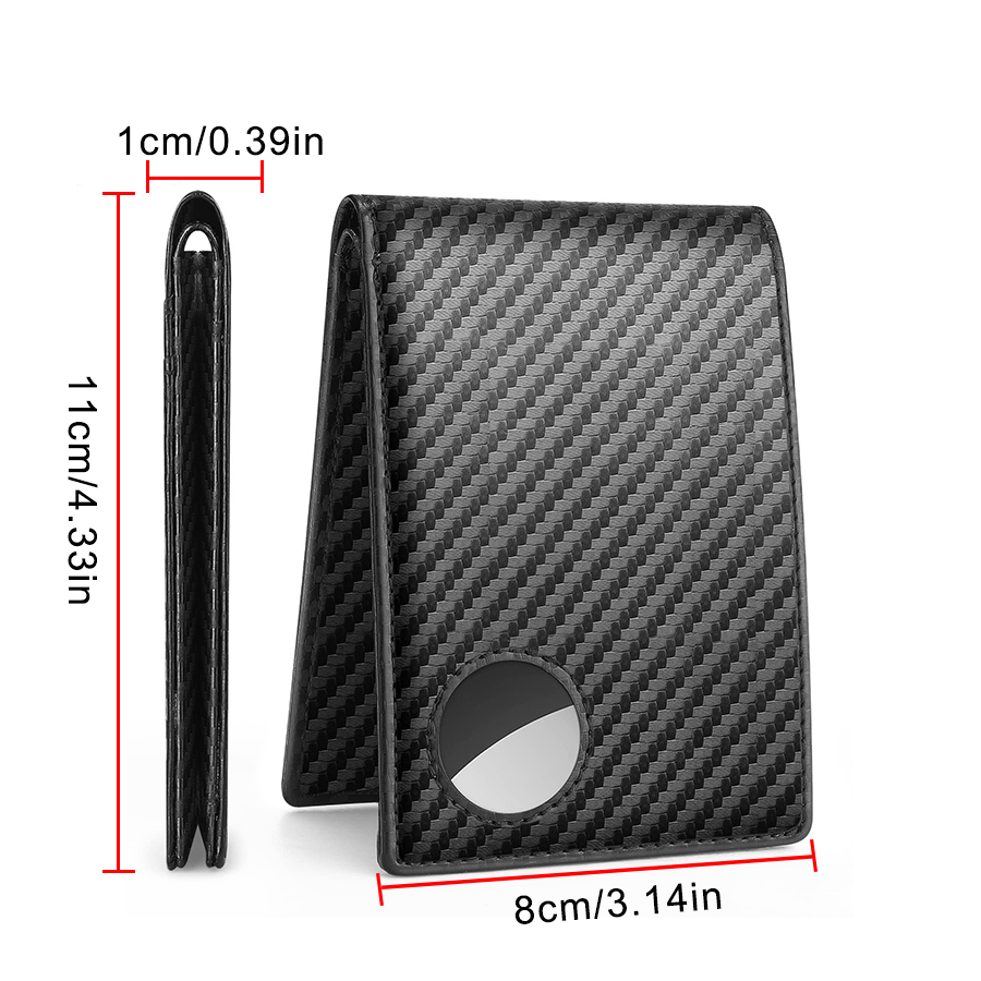 Rfid Carbon Fiber Leather Men Airtag Wallets Purse Credit Card Holder for Air Tag Purse Black Luxury Minimalist Wallet for Men