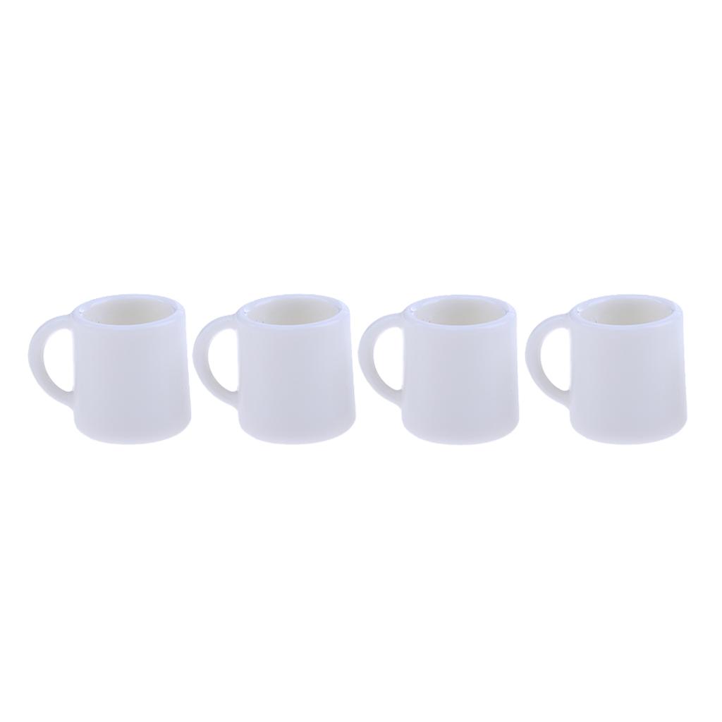 4x 1/12 Dollhouse Miniature Accessories - 4 Pieces Plastic Mugs Cups for Dollhouse Room DIY Life Scenes Decoration