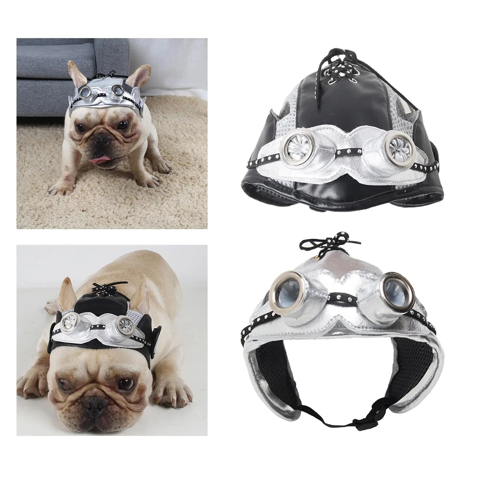 PU Leather Cute Dog Hat Halloween Costume Windproof Accessory Dress up Birthday Gift for Animal Puppy Photo