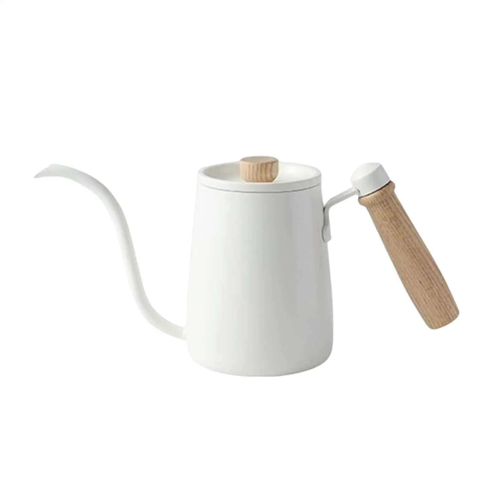 600ml Stainless Steel Coffee Kettle Tea Pot Wooden Handle Flow Durable