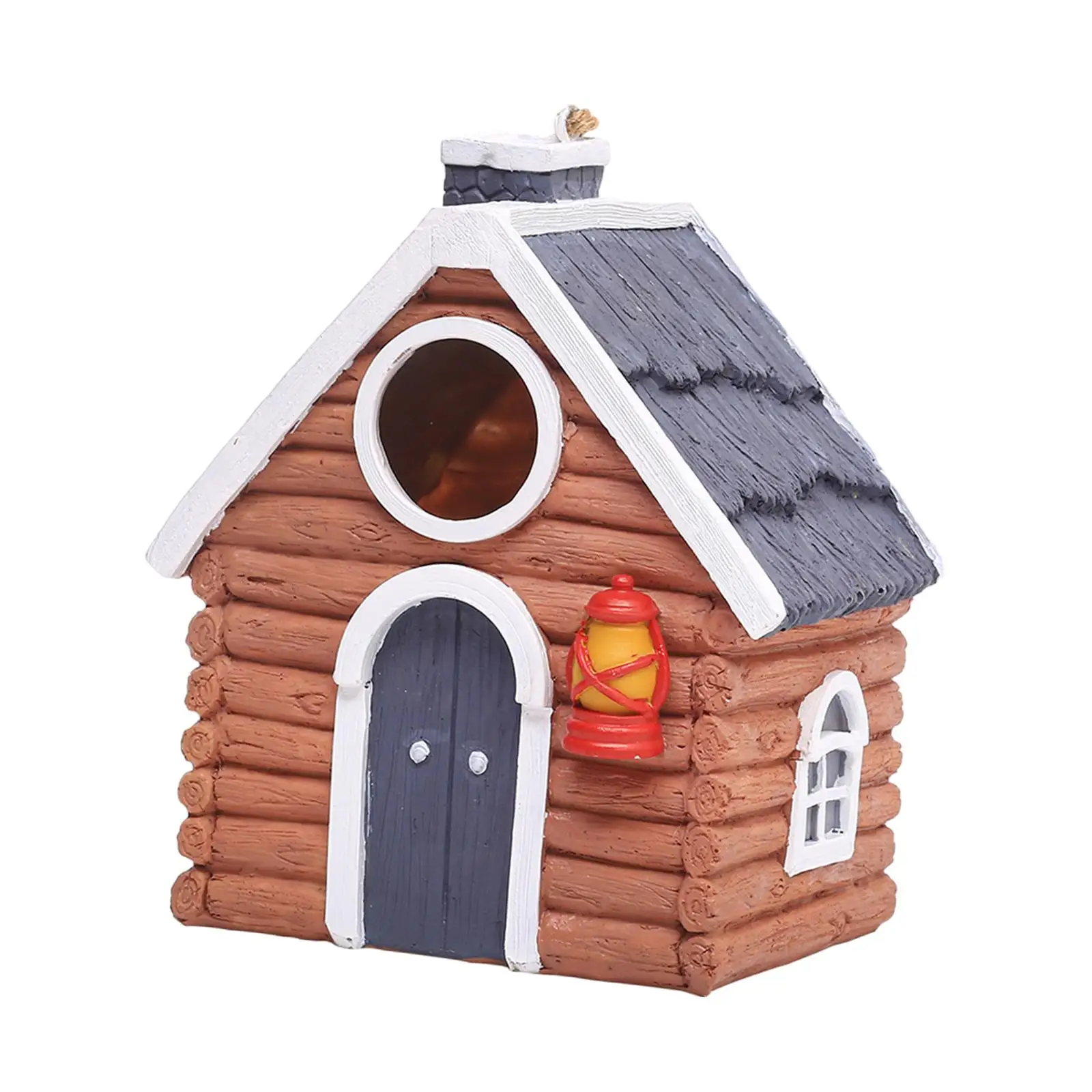 Tree Hanging Bird Houses Handpainted Weather Resistance Outdoors Resin Bird House for Yard Trees Outdoor Patio Decoration