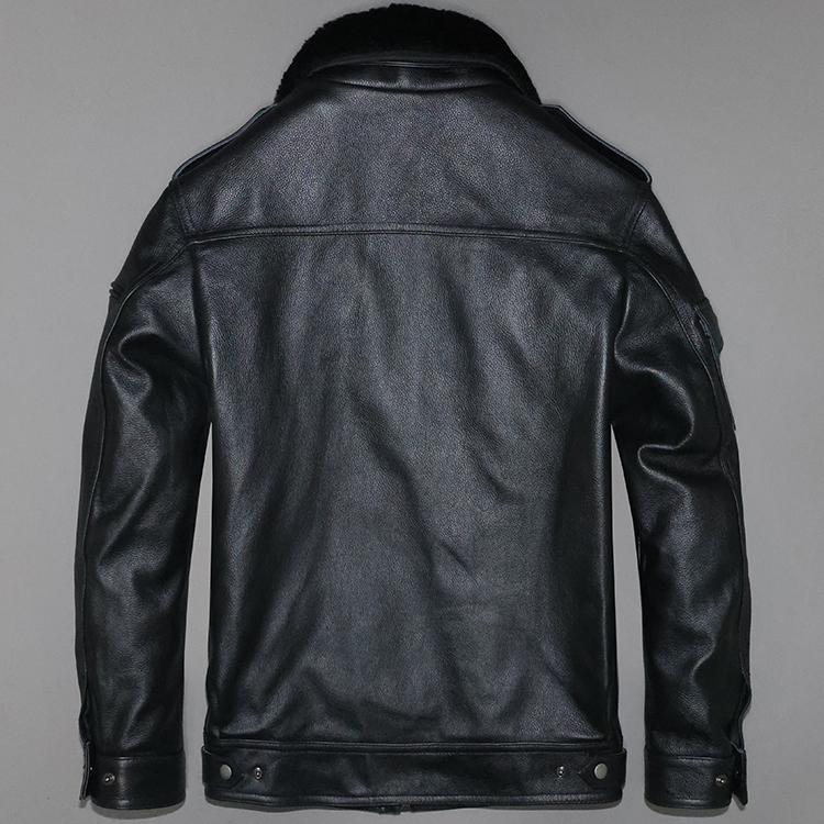 Description Picture 5 of item2023 Men's Autumn Winter New Natural Cowhide Leather Coats Male Slim Fit Short Overcoats Men Genuine Cow Leather Jackets F402