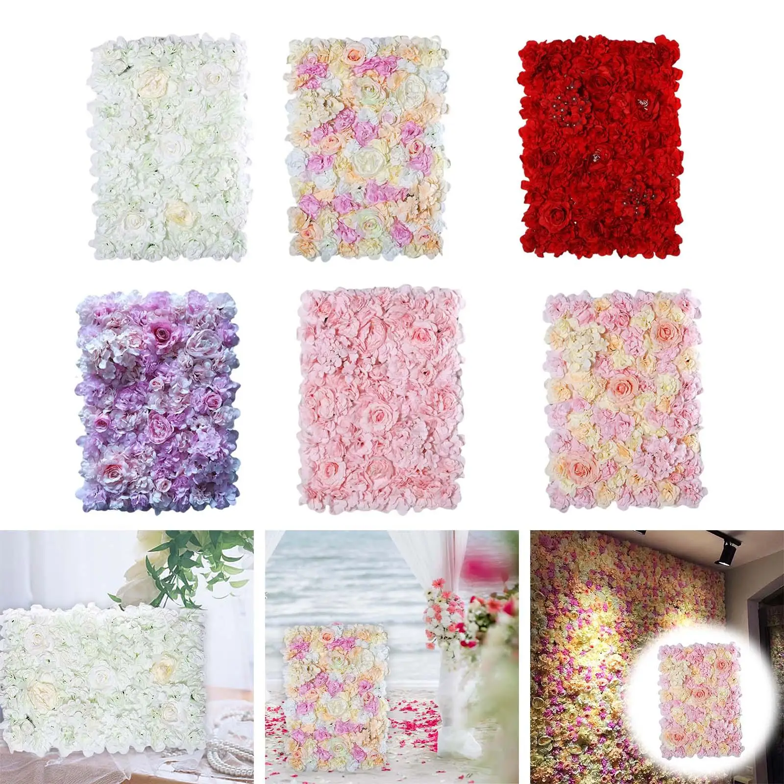 Artificial Panels 16 x 24inch Mat Flower Panels for Backdrop Wedding Wall Decoration
