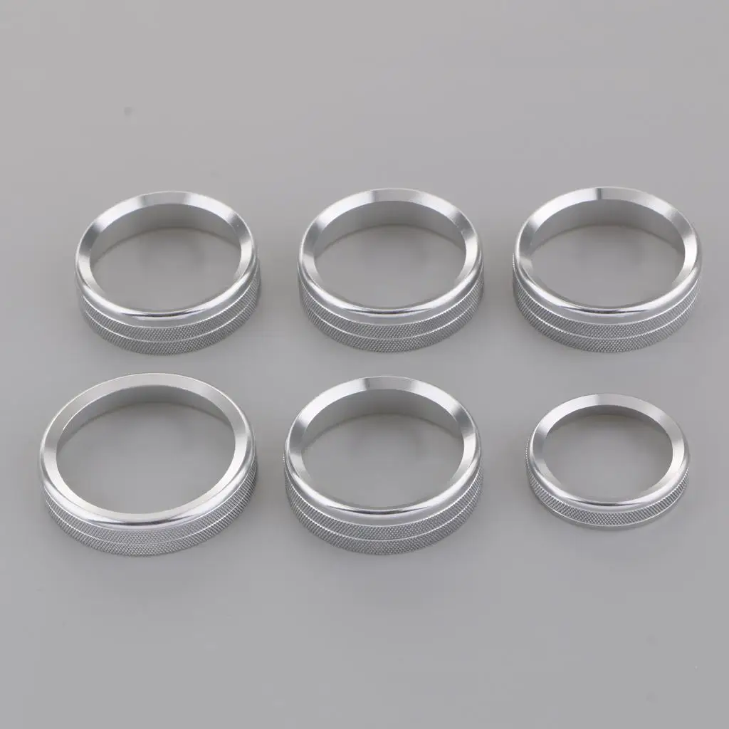 Pack of 6 Car Audio Air Conditioning Button Cover Decorative Twist Switch Ring Trim for Ford F150 2016-2018 (Silver)