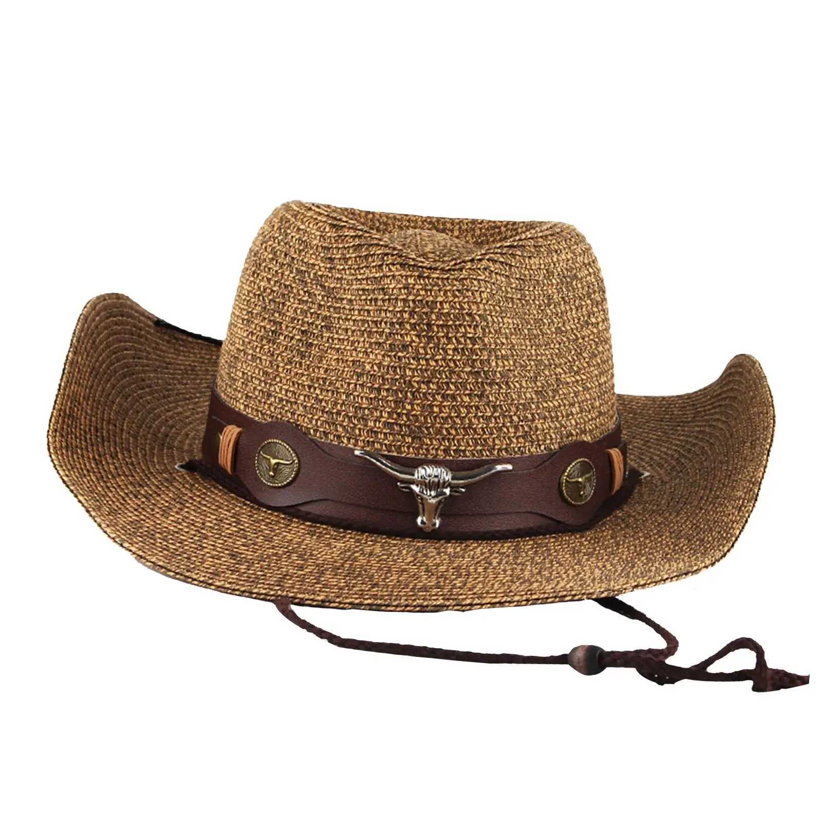 Straw Cowboy Hat Breathable Vintage Sombreros Vagueros Roll up Brim Cowboy Hat Cowboy Hats for Horseback Riding Travel Beach