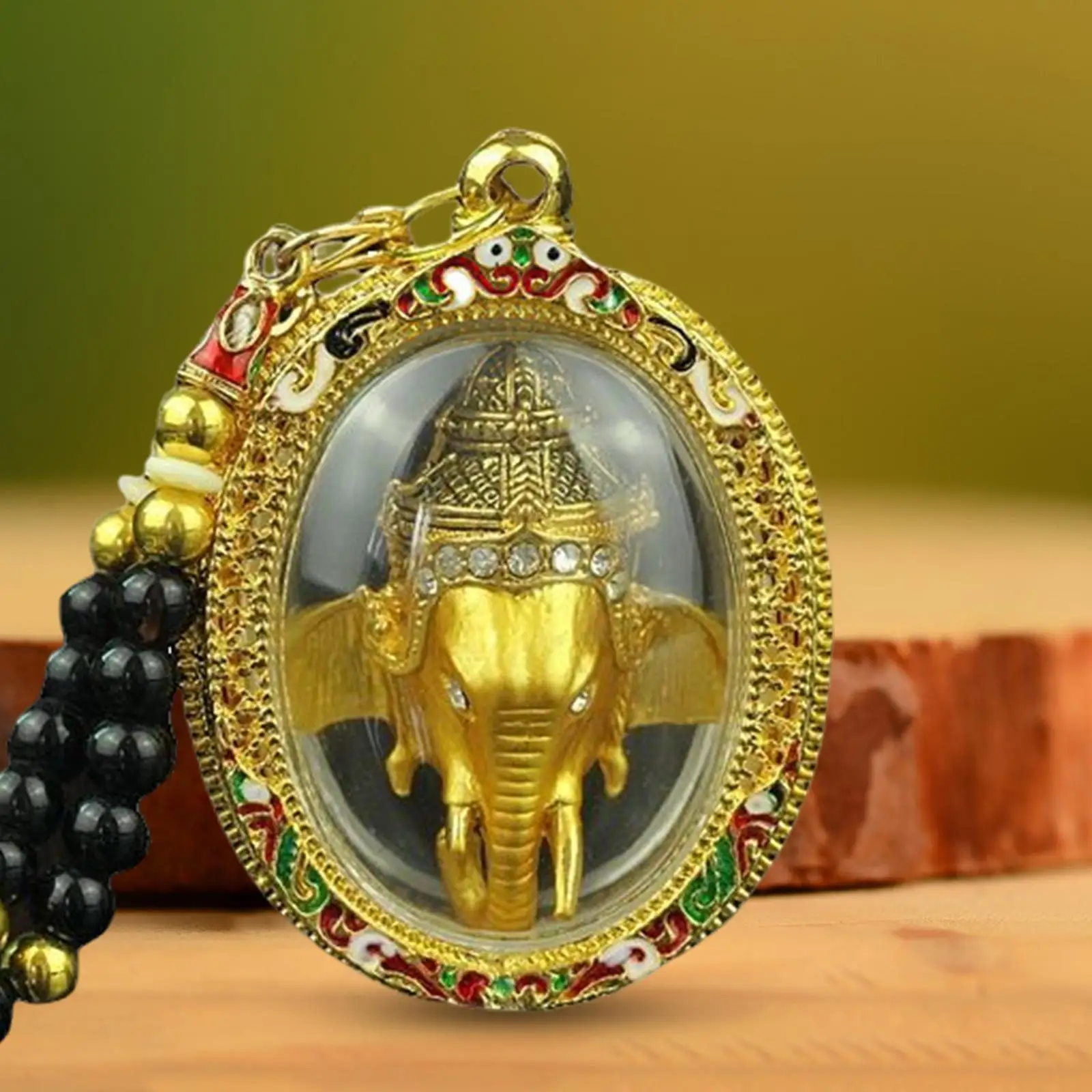 Thai Amulet Pendant Ganesha Thailand Gold Plating Hindu Necklace Talisman Charm for Fortune Success Good Luck Protection Wish