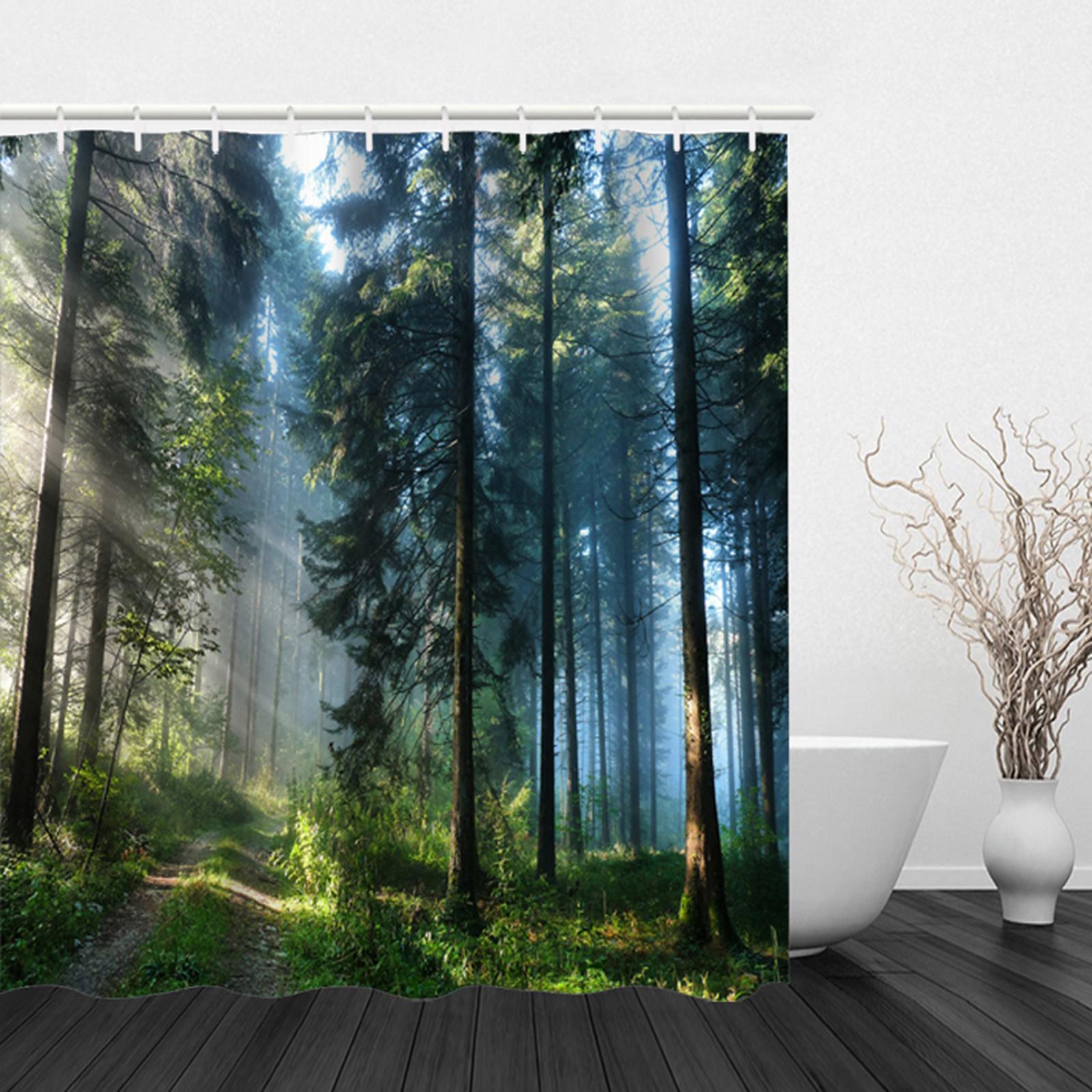 Polyester Fabric Bathroom Shower Curtain Digitally Printed Shower Curtain for Doormat Farmhouse