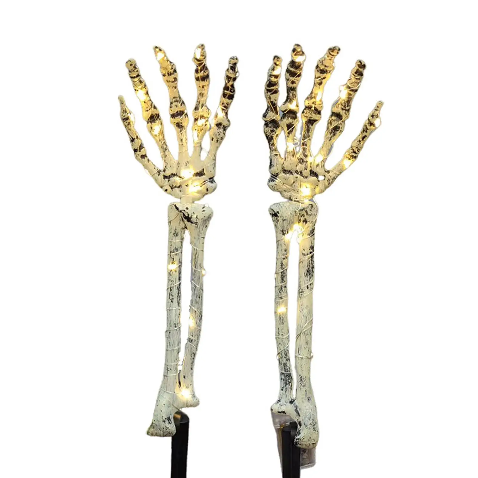 2Pcs Skeleton Arm Stakes Lights Garden Lawn Ground Light Copper Wire Light for Yard Halloween Festival Decoration