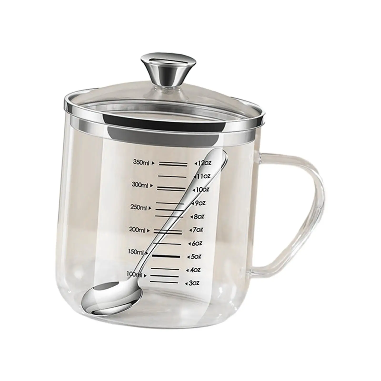 Glass Measuring Cup with Lid Transparent Durable Multipurpose Heat Resistant Glass Beaker for Home Liquid Milk Restaurant