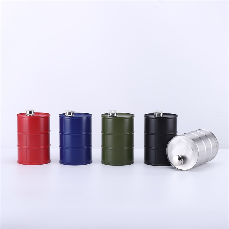 Description Picture 3 of item1Pc 25oz Water Bottle Oil Drums Shape Whisky Flagon Portable Stainless Steel Hip Flask