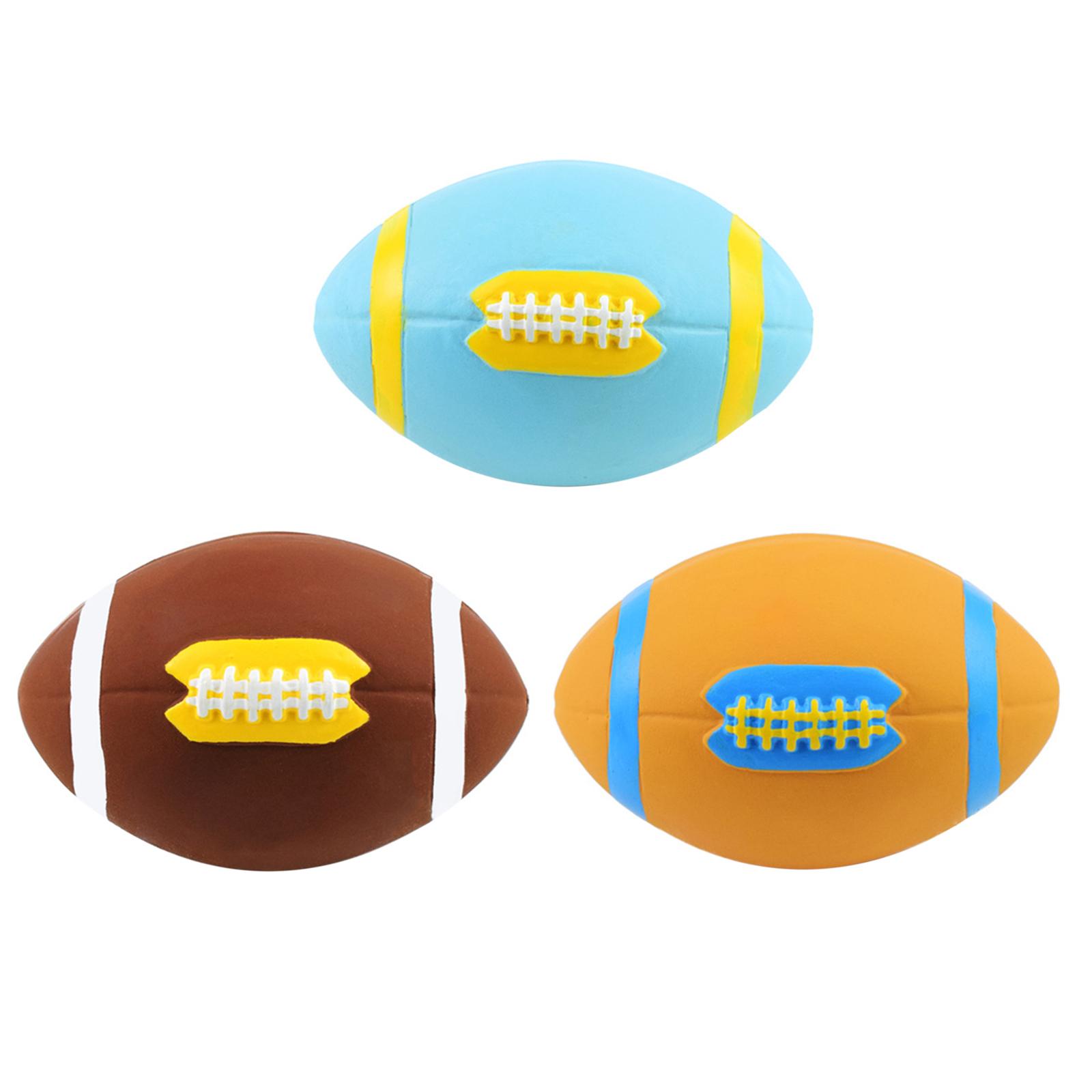 Pet Dog Toys Teething Squeaky Balls Interactive Chew Toys Puppy Playing Training Rubber Rugby for Small Medium Large Dogs