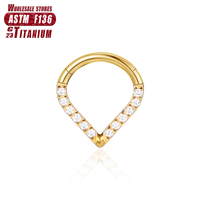F136 Titan Nasenring Septum Frauen Tragus Helix Ohrringe Klappsegment Clicker Nasenpiercing Knorpel Zirkon Körperschmuck – Detail 32