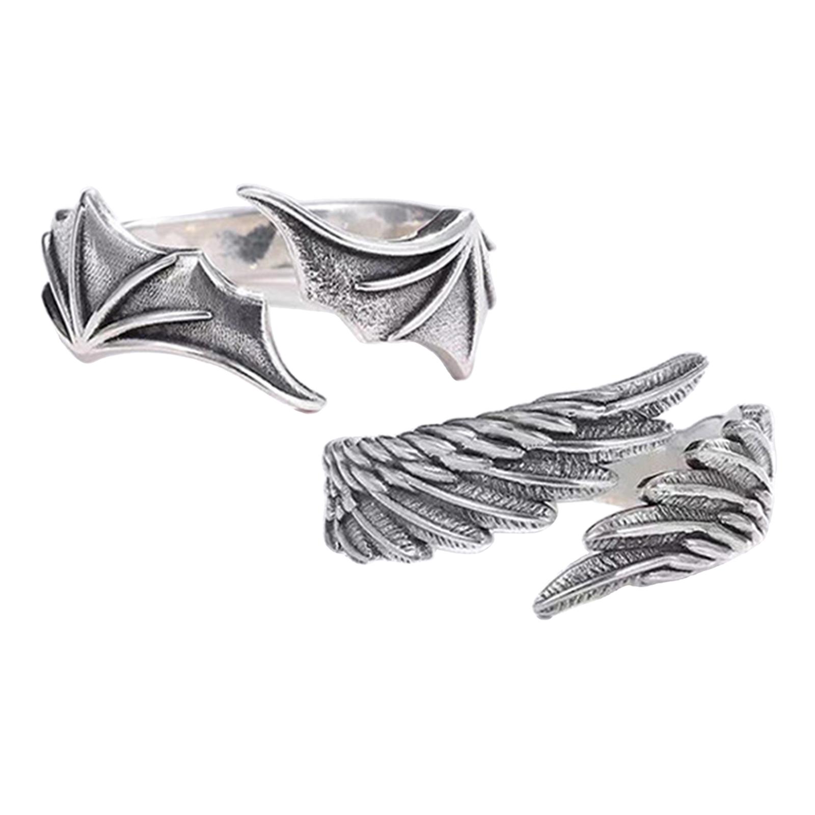 Creative Angel Demon Wing Couples Rings Open Rings for Women Couples Love Friendship