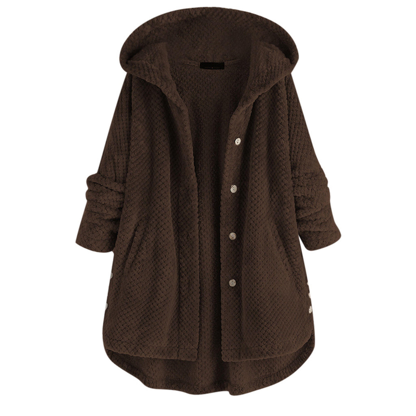 Title 4, Fleece Cardigan Women Pocket Coat Irregular Lon...