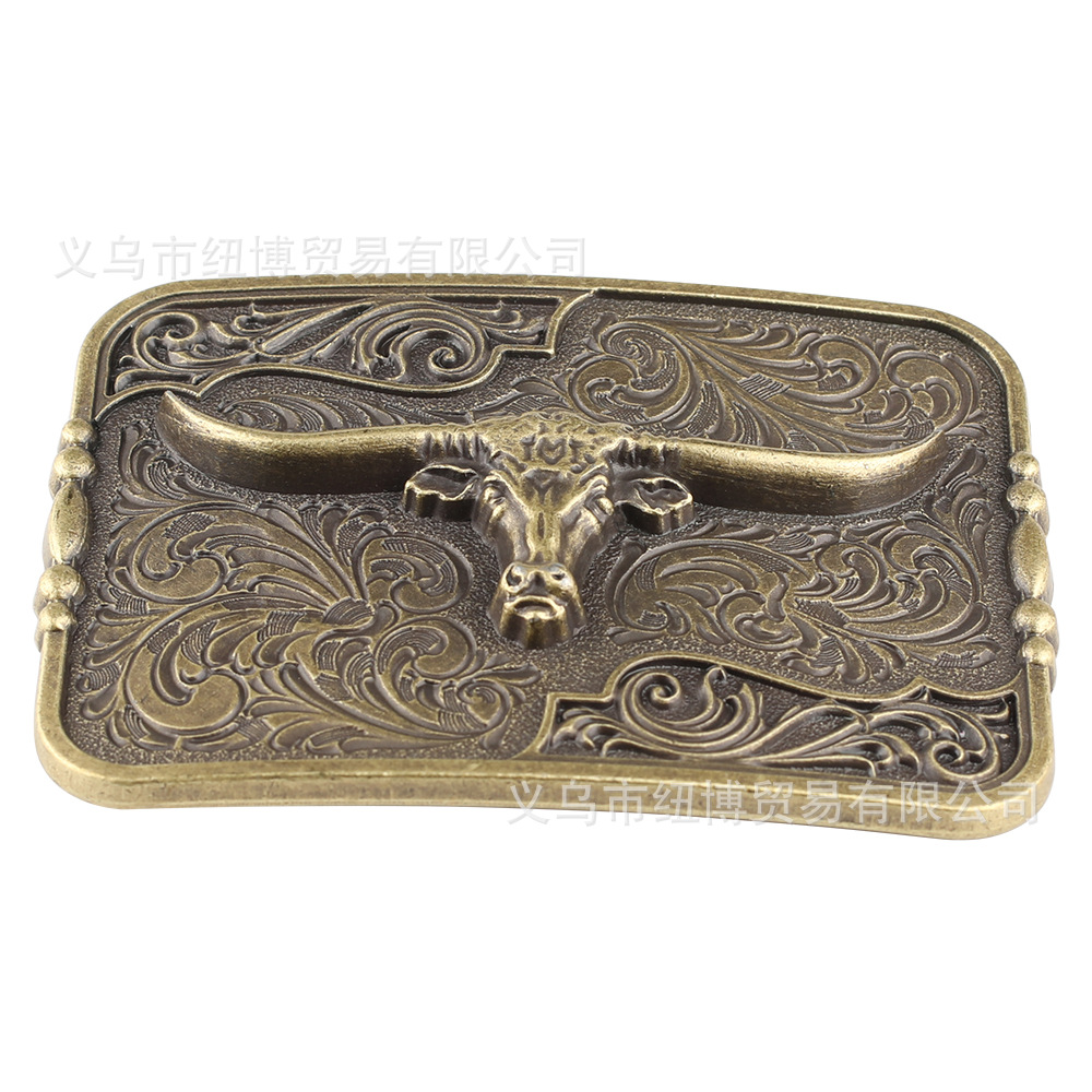 Western Gürtels chnalle Bronze Cowhead Muster Retro Palast Elemente – Detail 2