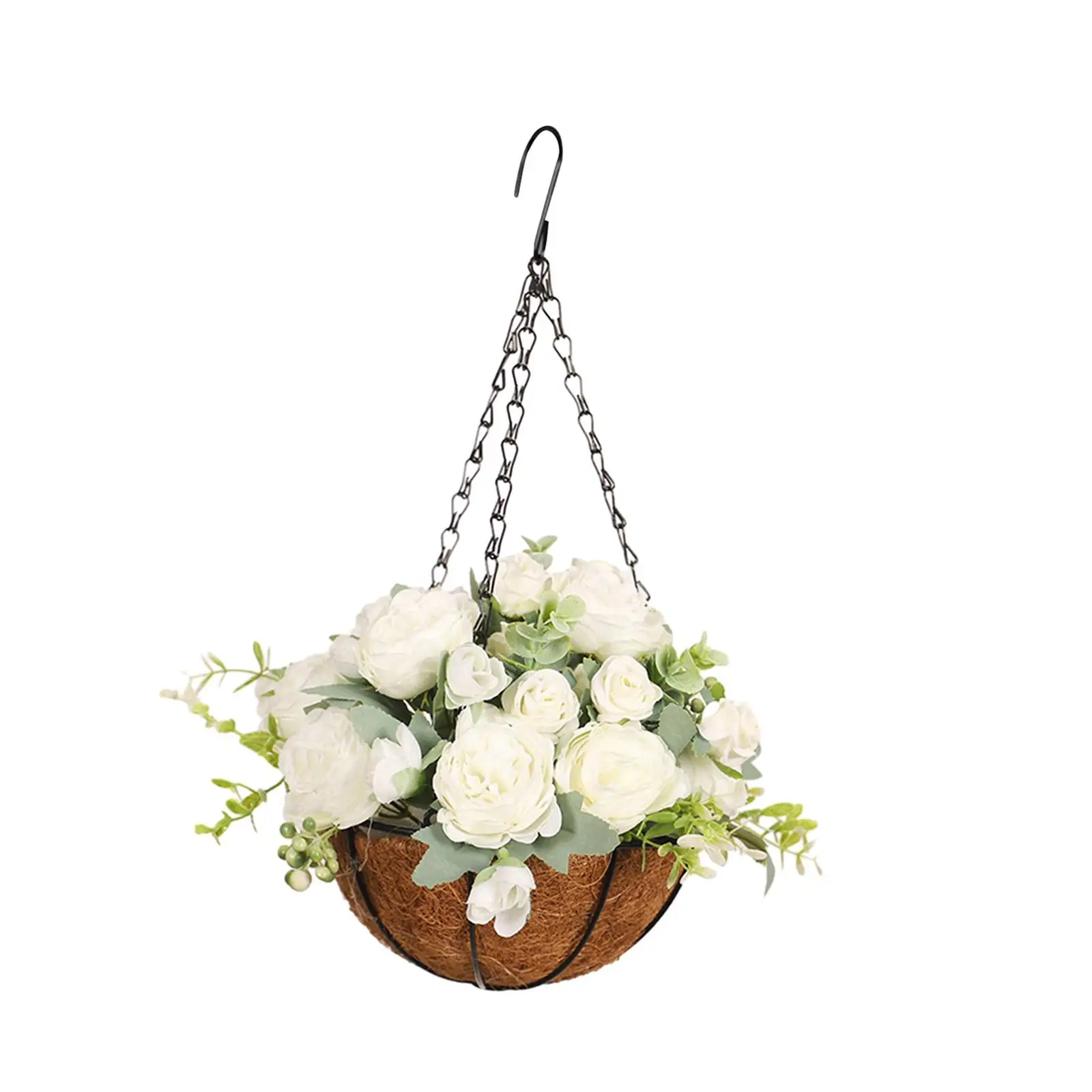 Artificial Hanging Flowers in Basket Chain Flower Pot Hanging Planter for Porch Courtyard Garden Outdoors and Indoors Patio