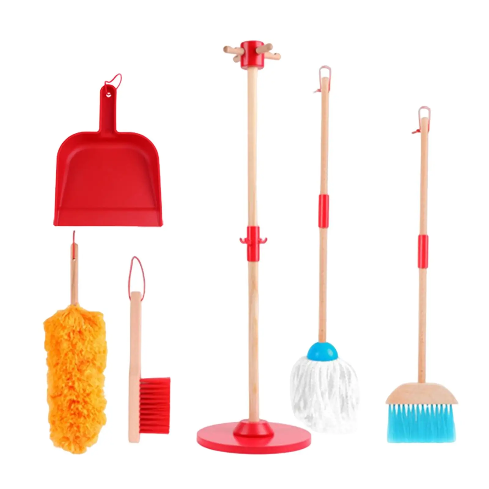 6  Household Cleaning Set for Kids Broom Brush Mop Dustpan Vacuum Cleaner Toys for Girls Boys Ages -6 Years Old Around
