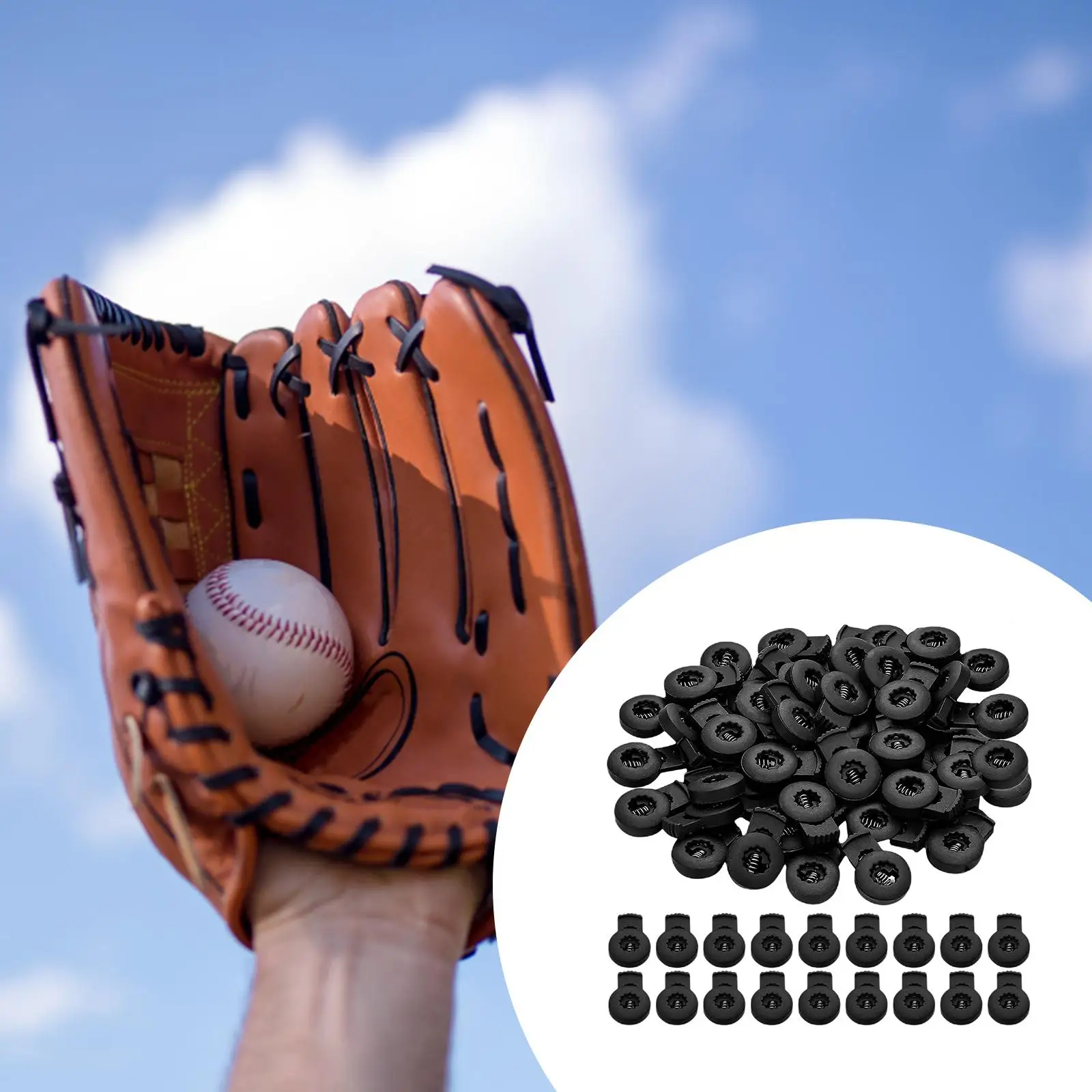 48Pcs Durable Baseball Softball Glove Locks String Stopper Toggles Single Holed