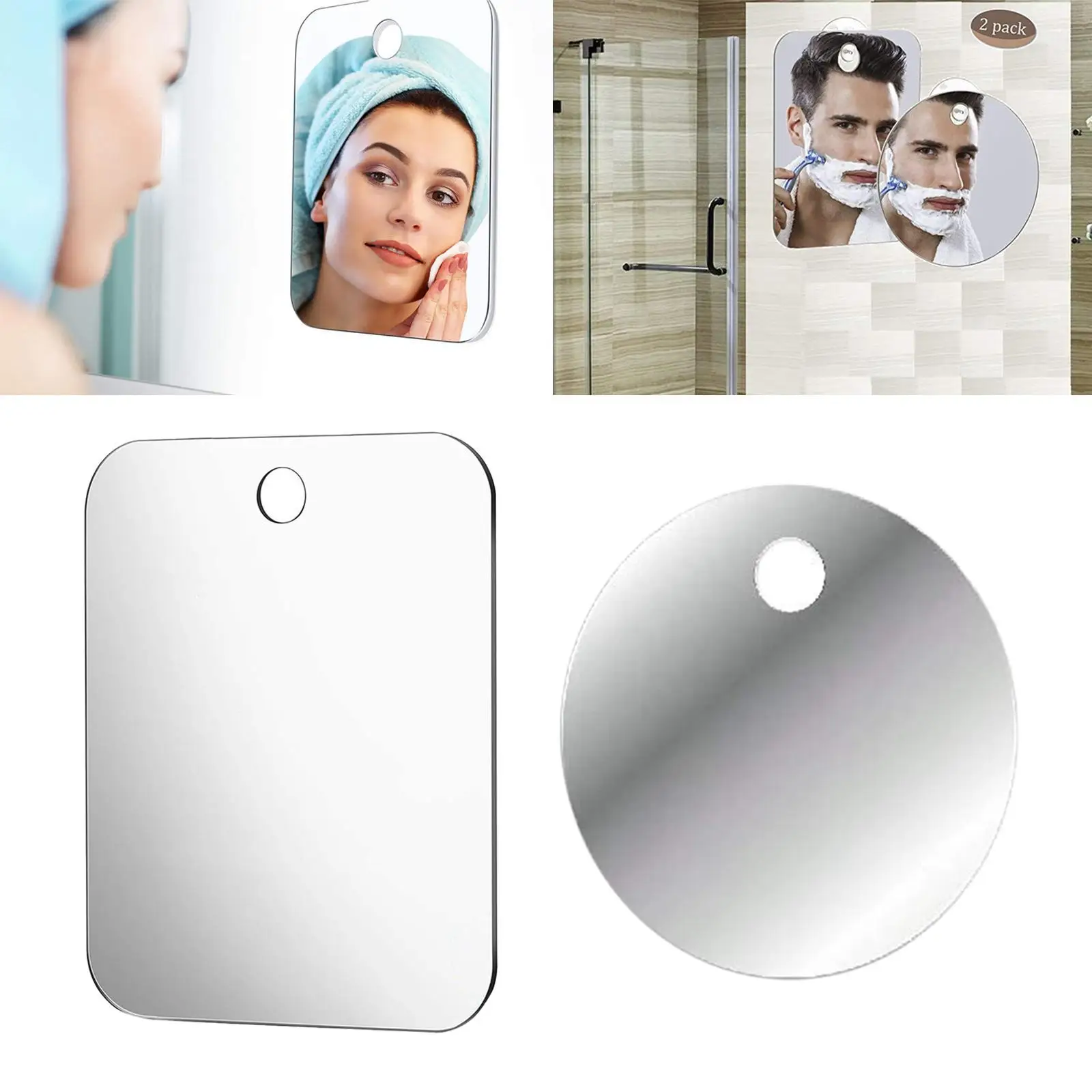  Shower Mirror, Anti Fog with Holder Bathroom Shaving Mirror, Fog- Wall Hanging Mirror for Bathroom Home Traveling