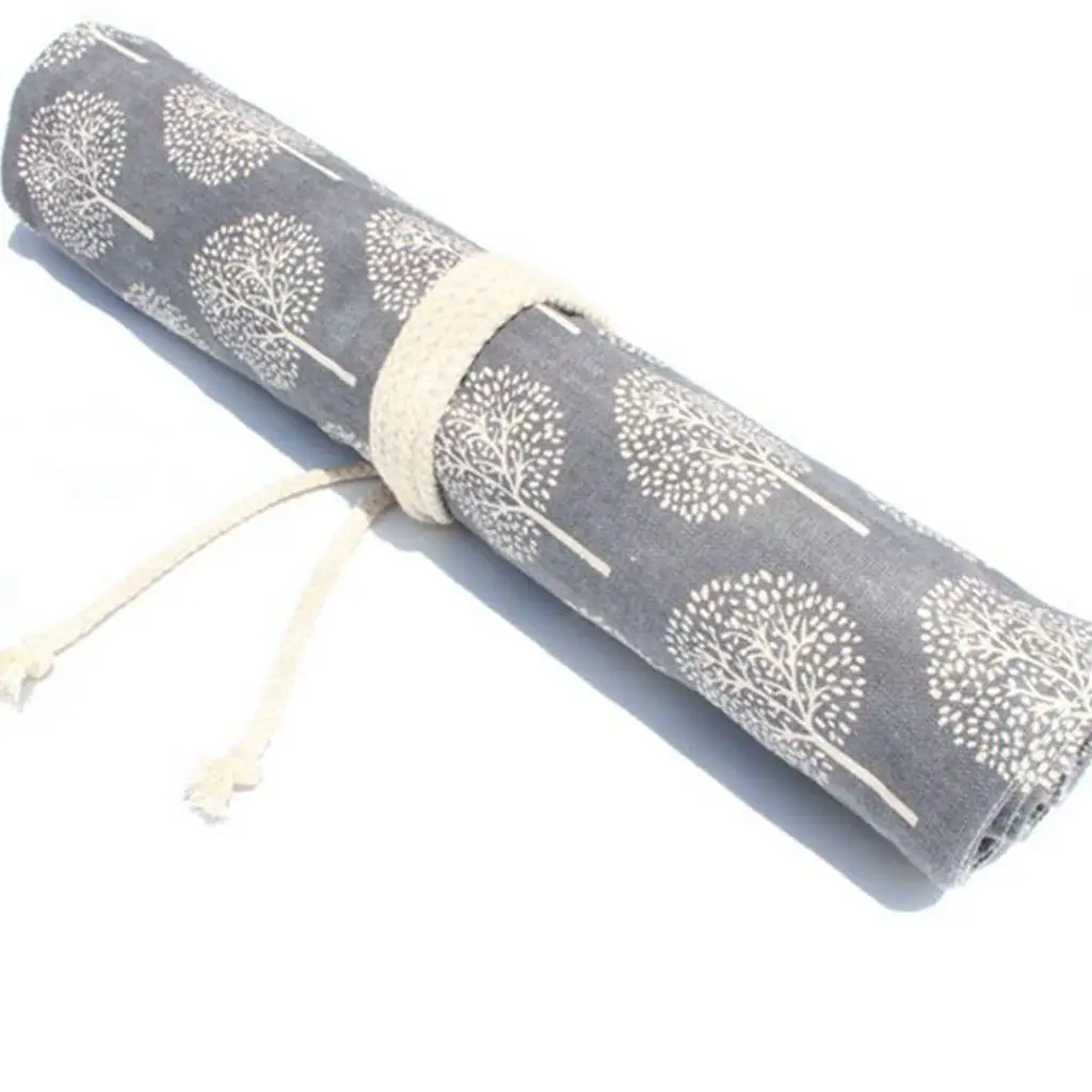 Chinese Style Roll-up Canvas Paint Brush Storage Case  Pouch Bag
