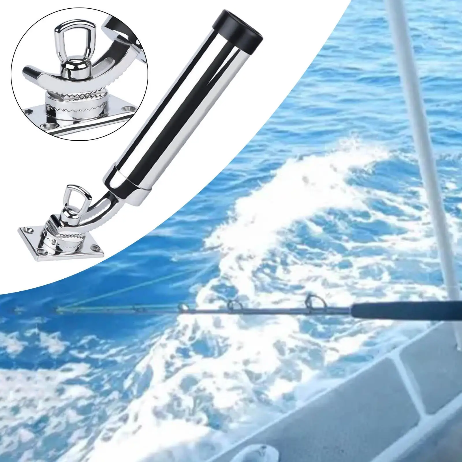 Stainless Steel Fishing Rod Holder 360 Degrees Hardware Adjustable Yacht Kayak Rail Mounted Fishing Rod Stand Rail Mounted Clamp