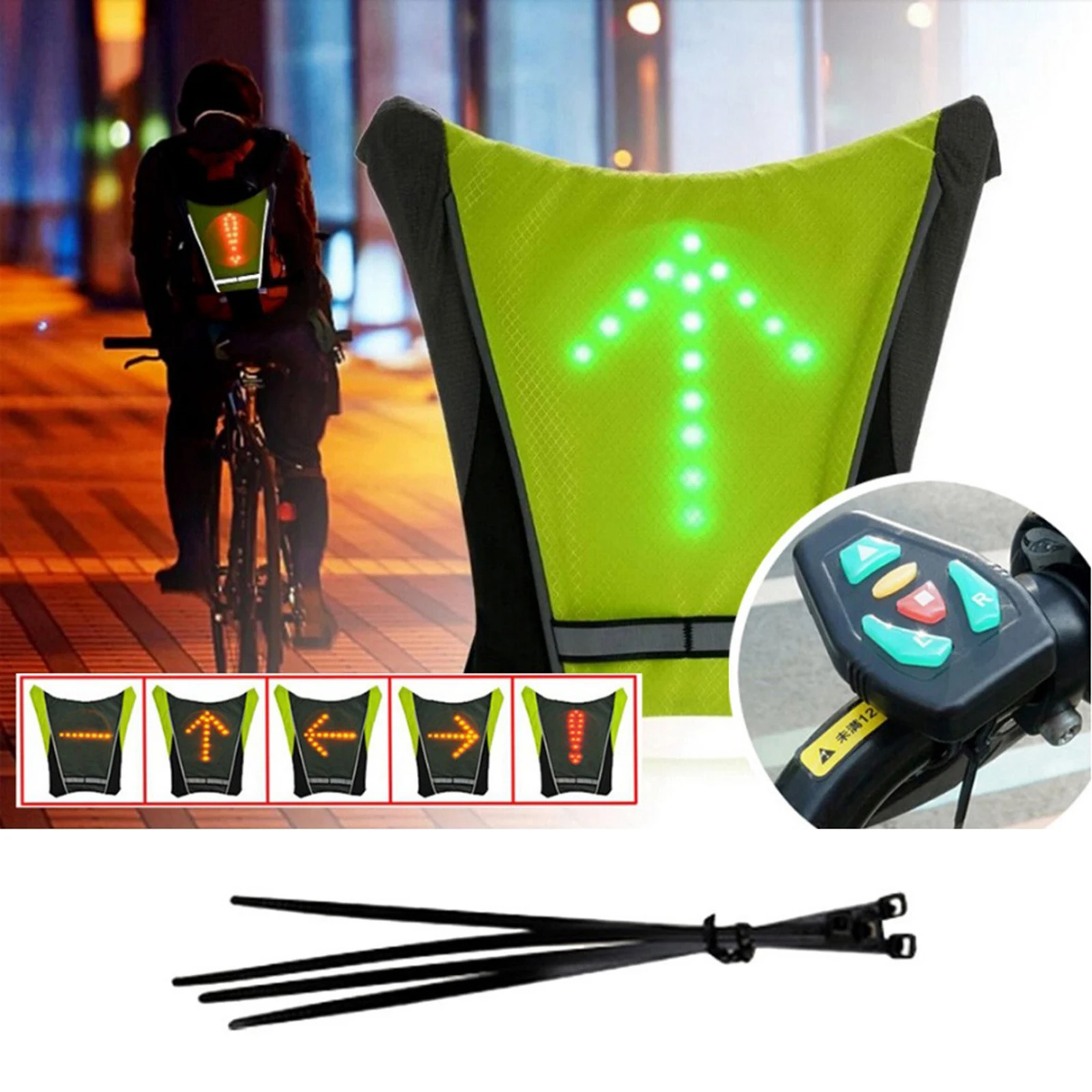 Reflective Cycling , LED Turning Signal Light, Scooter Night 4 Indicators Remote Control for Cycling Running Walking Jogging