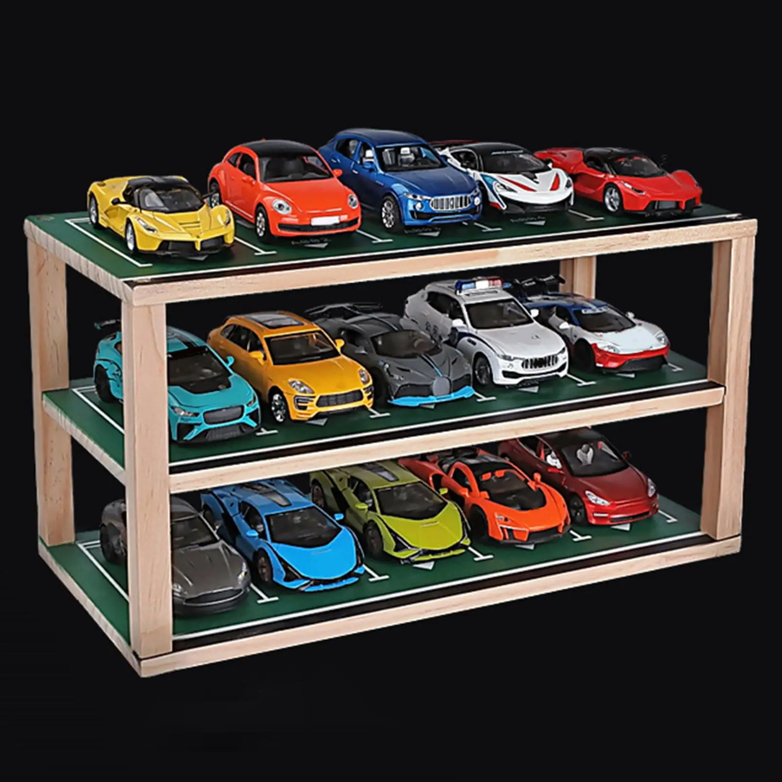 Car Model Display Case Open Air Wooden 3 Tiers Ornament Garage Model for Toy