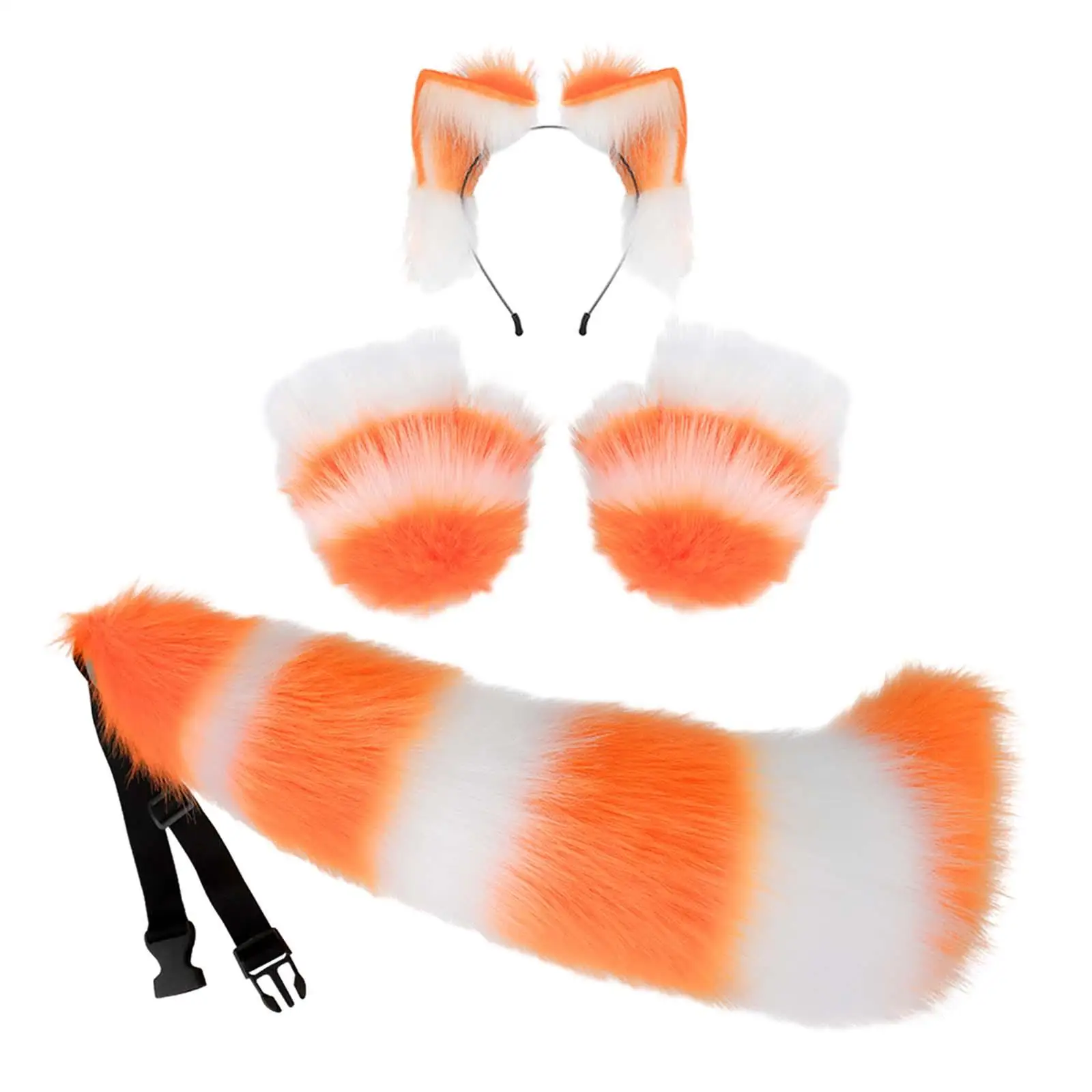Animal Ears Headband Cosplay Gloves Tail Set Ears Hair Hoop Fancy Dress Costume Gift Decoration Headwear for Masquerade Dance